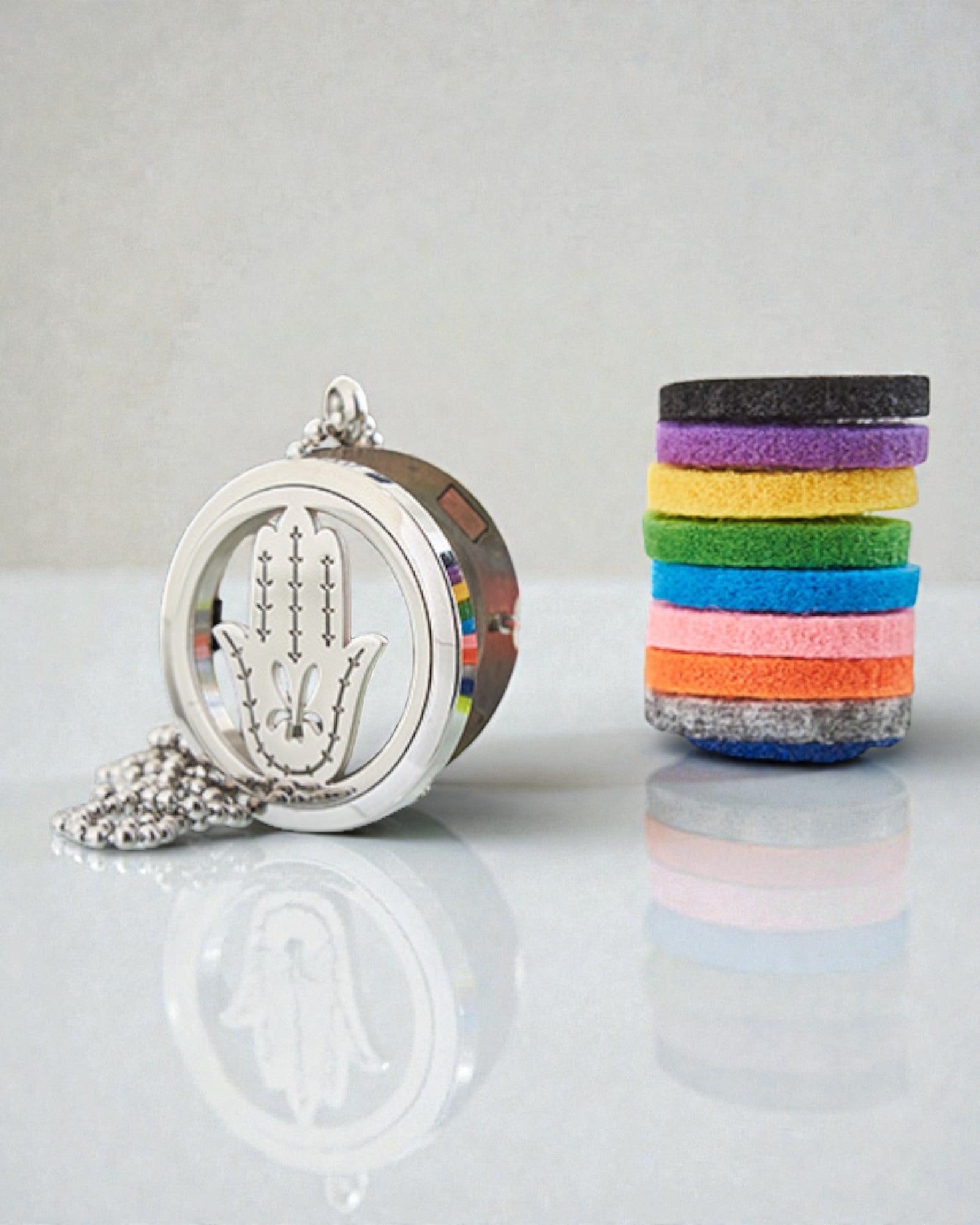 Hamsa Aura – Collar de aromaterapia Mano de Fátima 30 mm