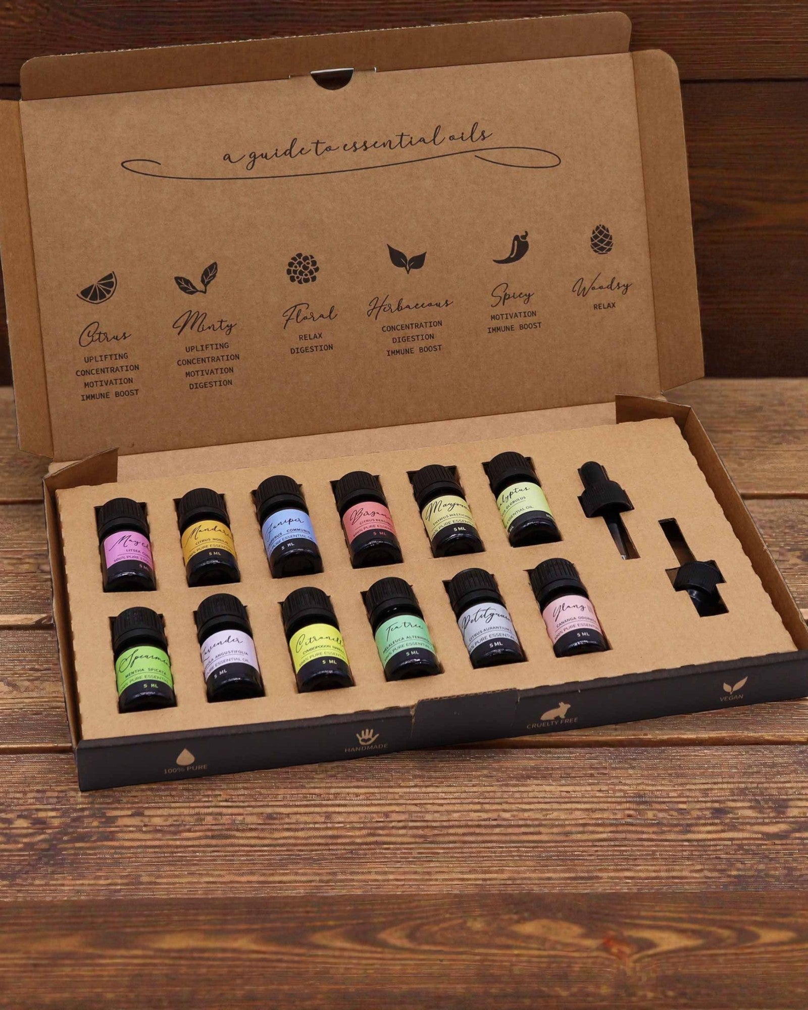 Despertar primaveral de la naturaleza – Juego lujoso de 12 aceites esenciales de 5 ml con cuentagotas