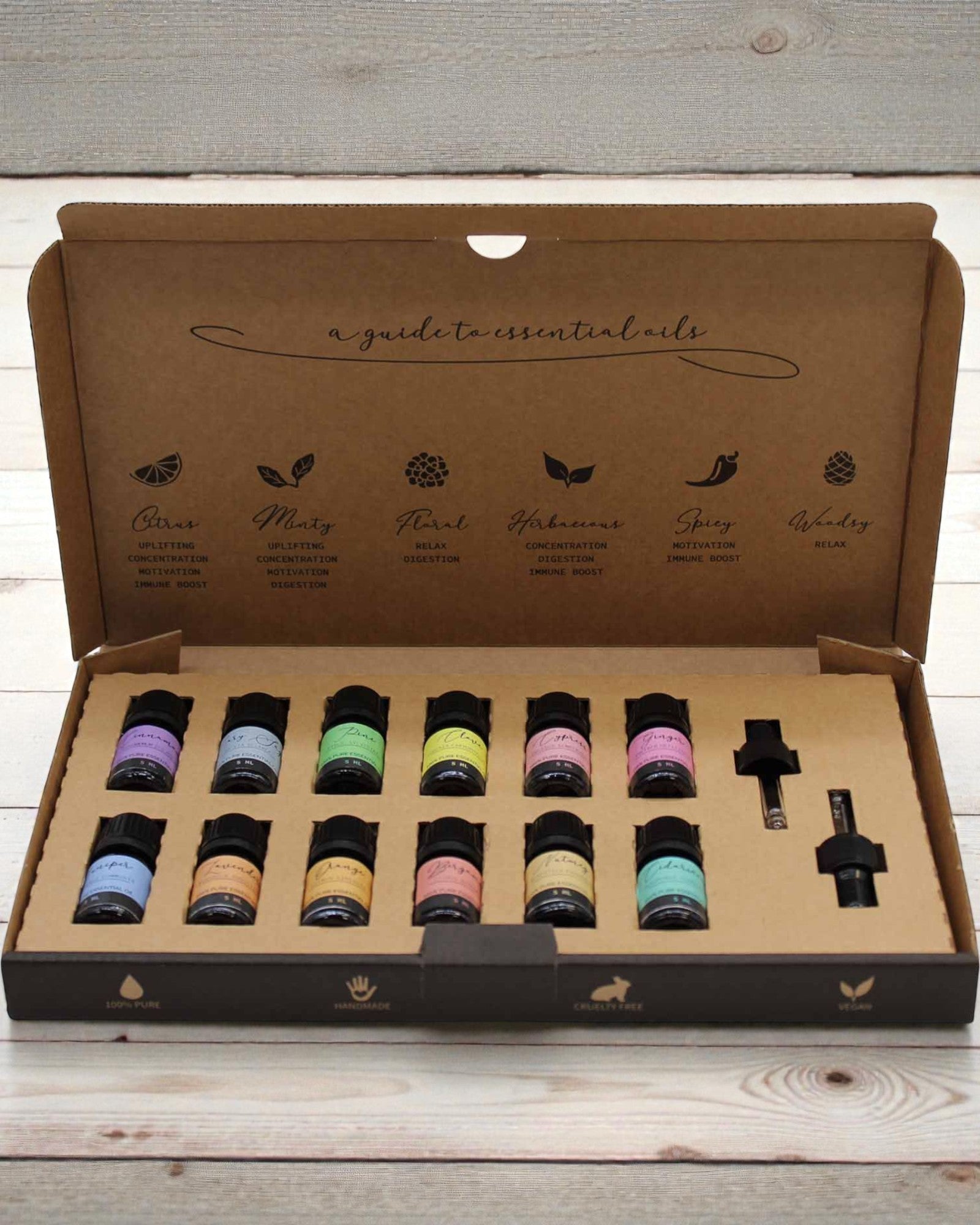 Armonía otoñal de la naturaleza – juego de lujo de 12 aceites esenciales de 5 ml con pipetas