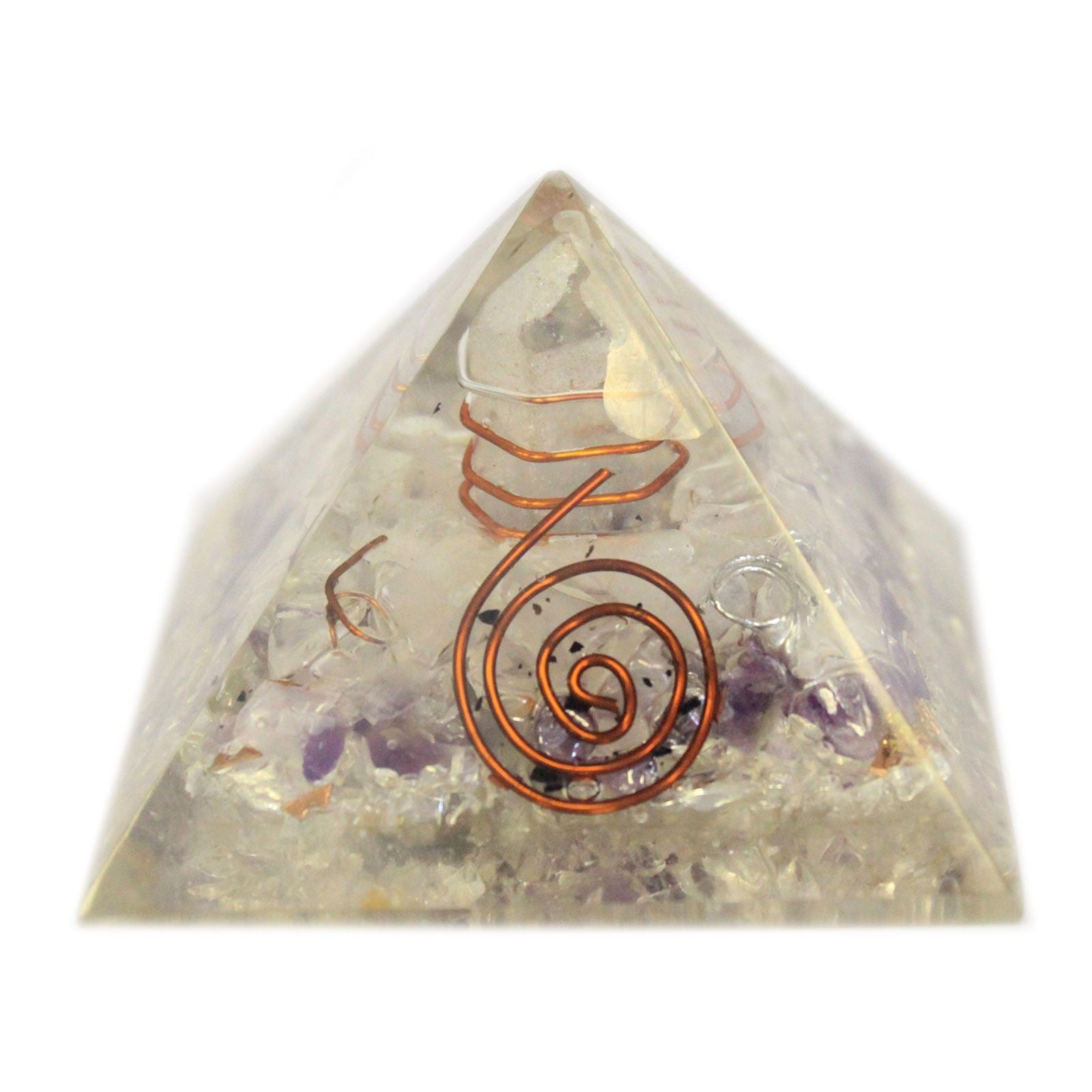 Pirámide Mágica de Orgonita 55 mm con Piedras Preciosas y Cobre