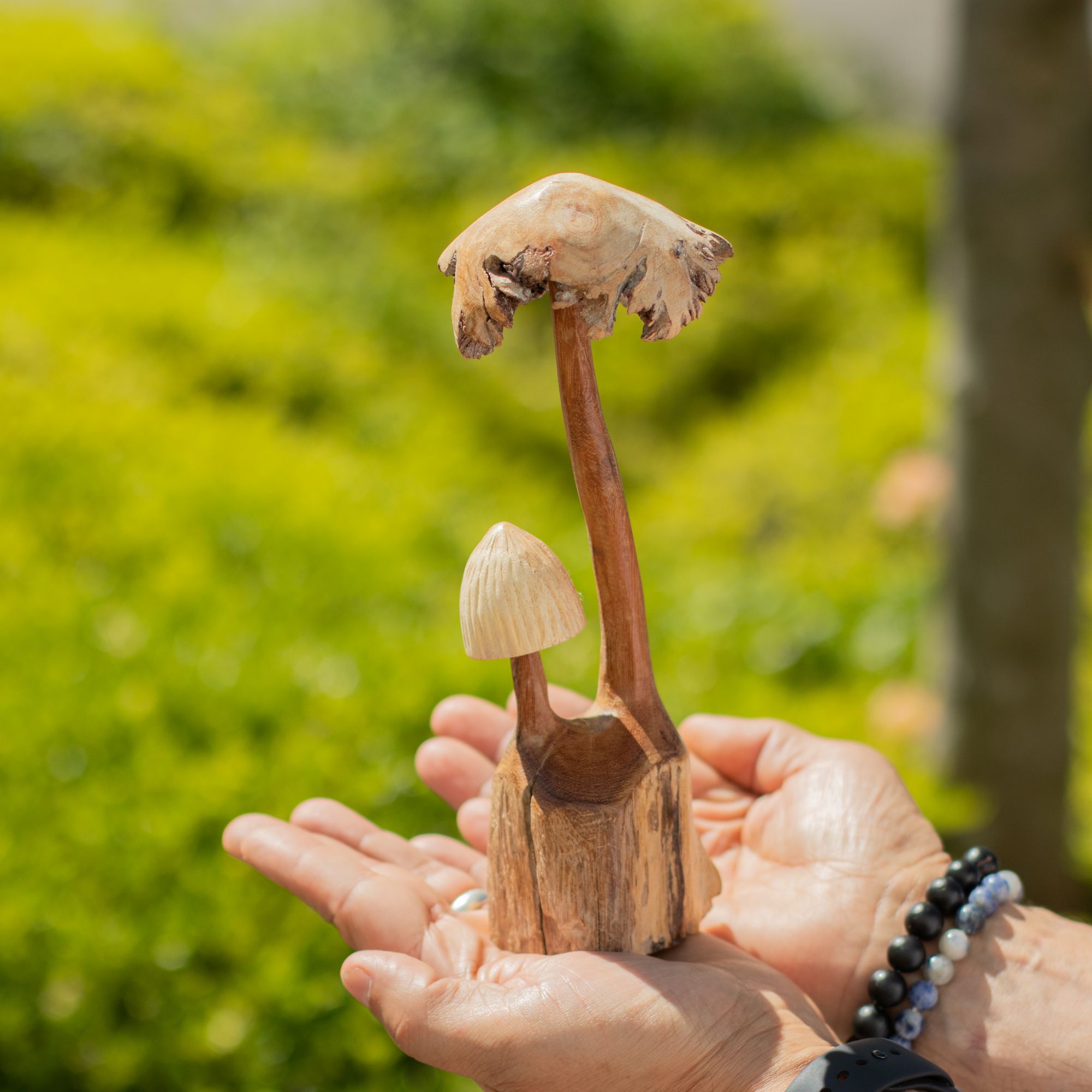 Escultura artesanal en madera parasitaria