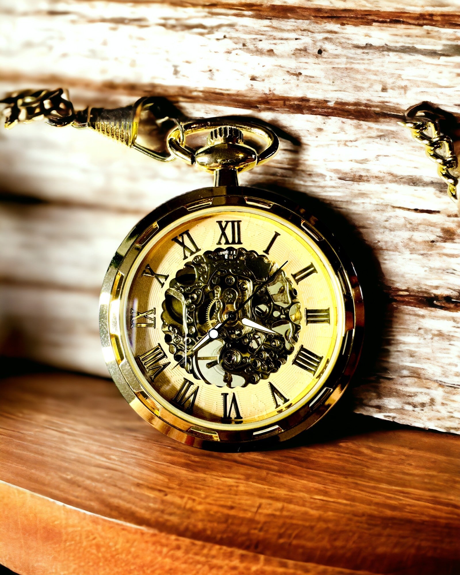 Reloj de Bolsillo Retro – Lujo Mecánico en Estilo Vintage color dorado, personalización con grabado