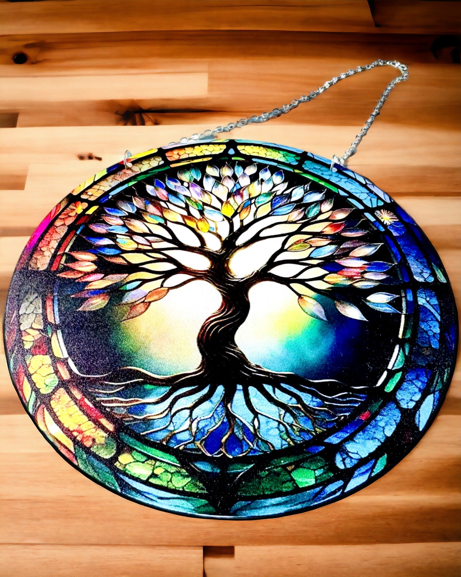 Prismático Colgante Solar 'Árbol de la Vida' - Decoración Colorida para Ventana