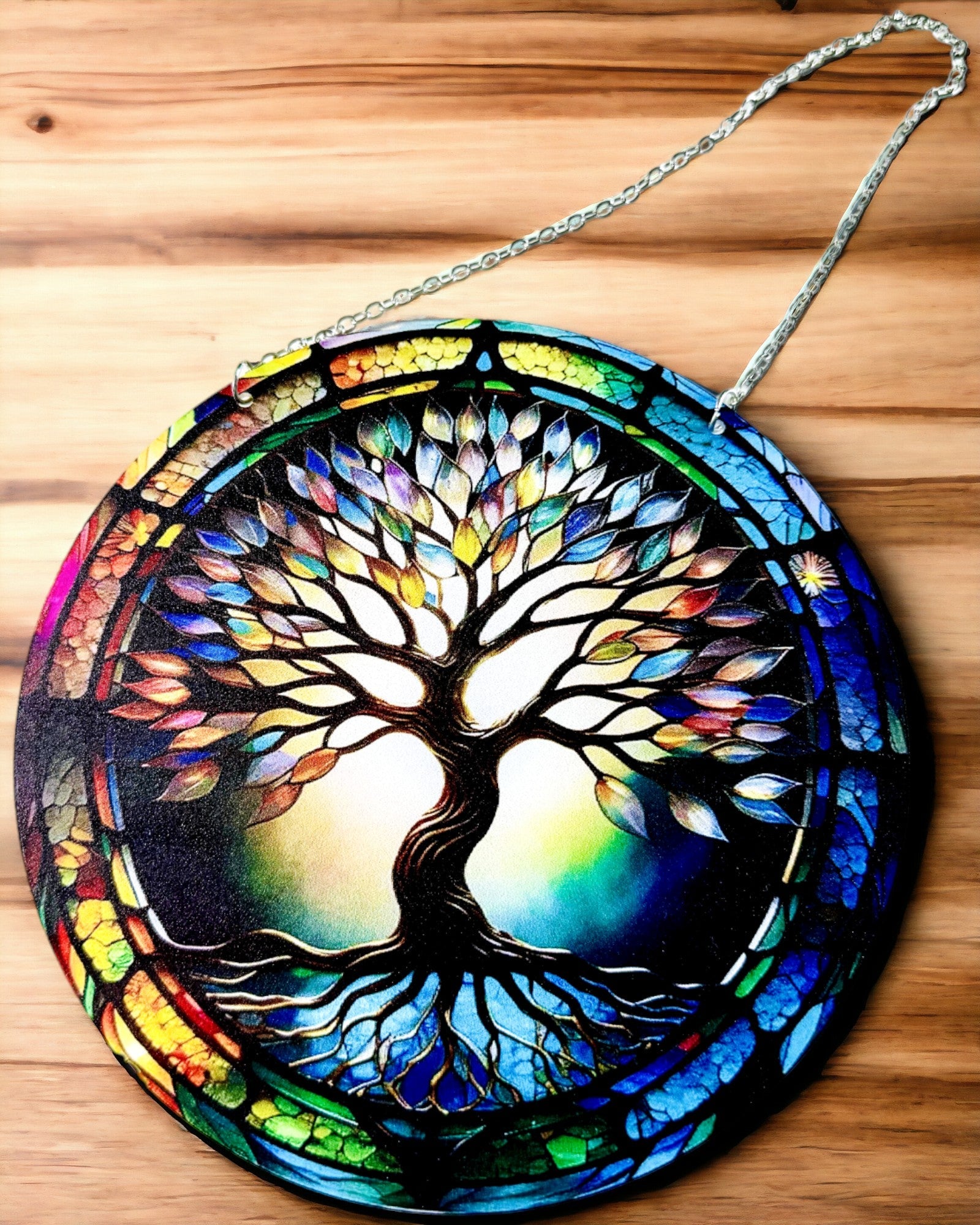 Prismático Colgante Solar 'Árbol de la Vida' - Decoración Colorida para Ventana
