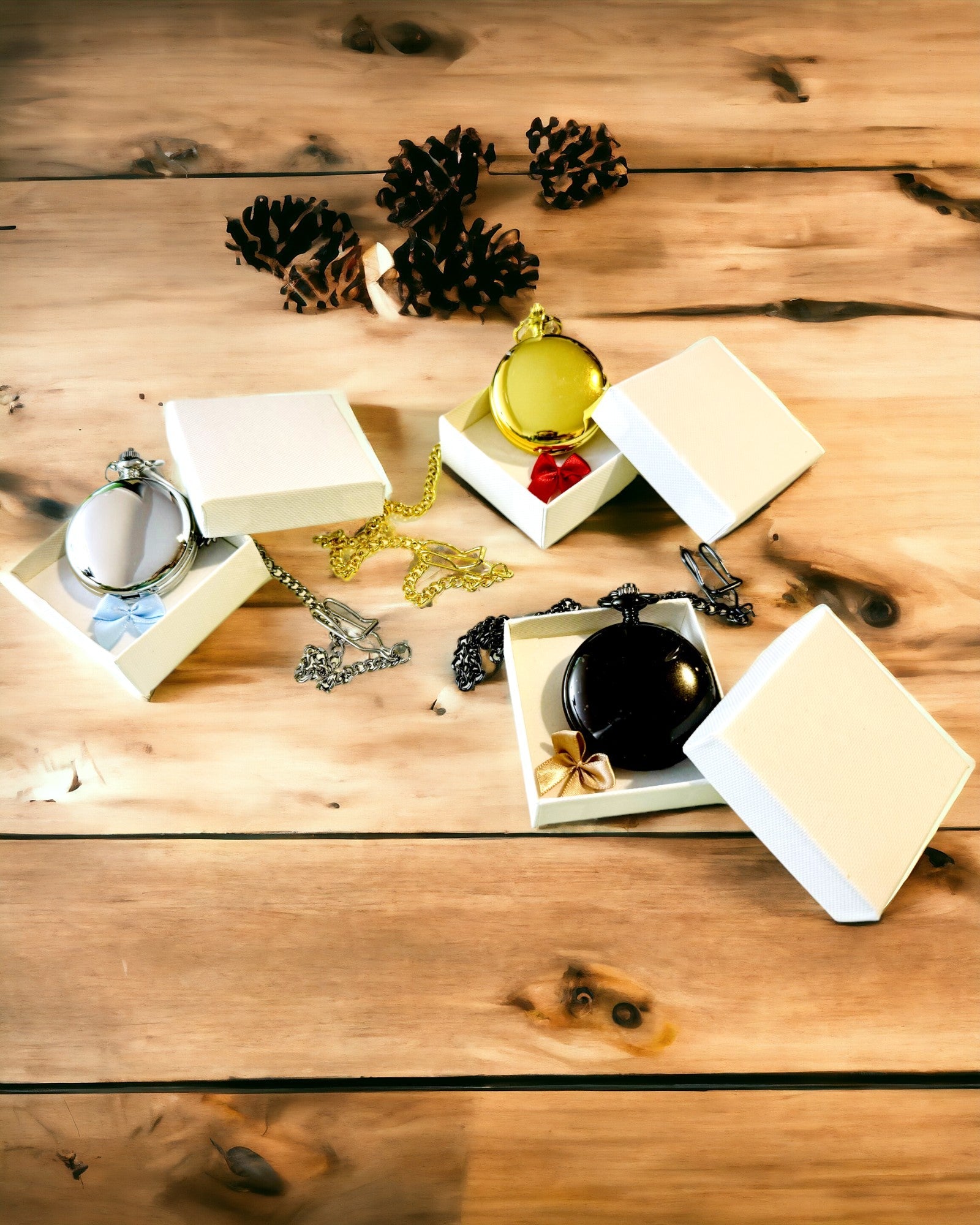 Reloj de Bolsillo Mecánico Clásico con Doble Tapa – Manual, Negro, personalización con grabado