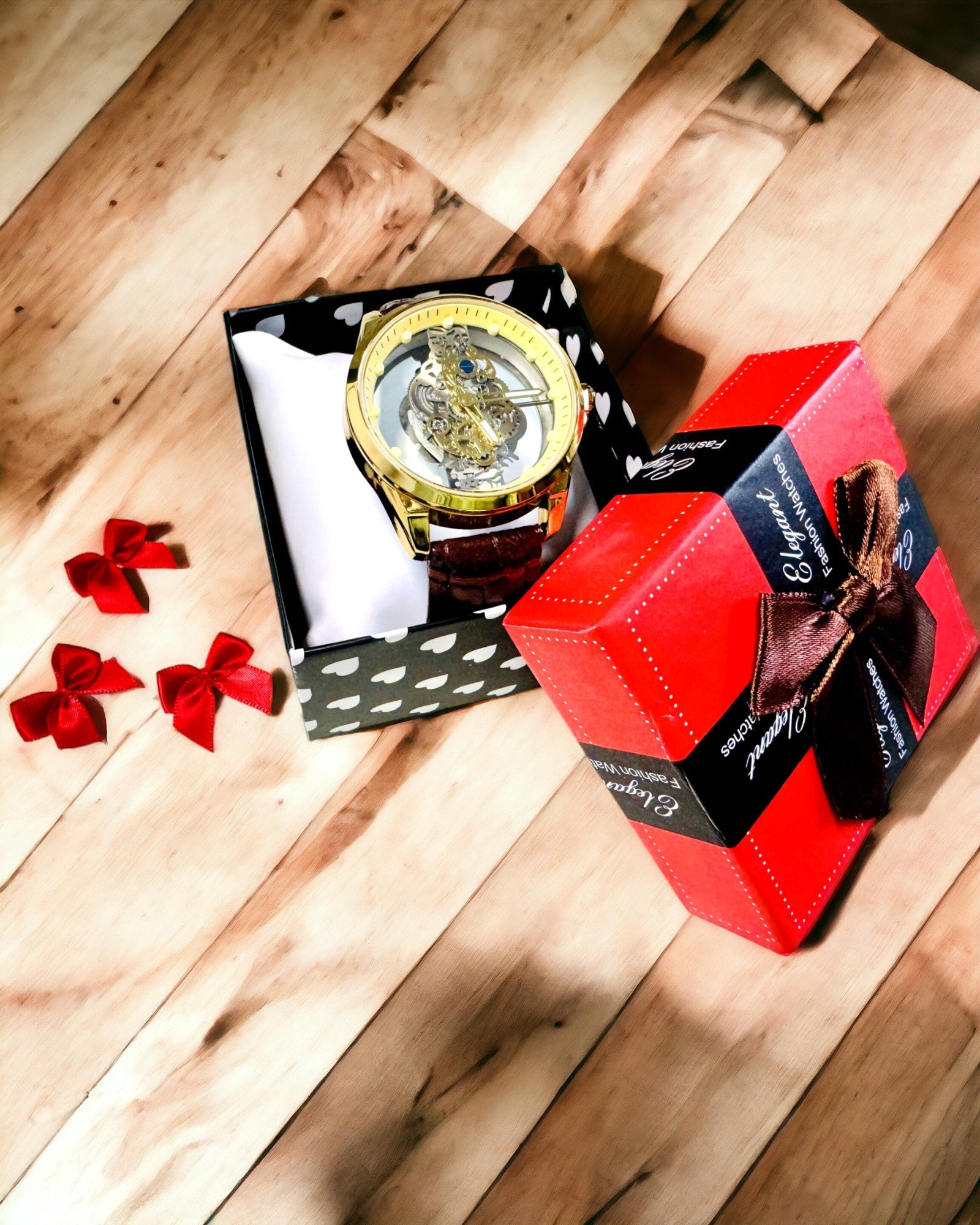 Reloj de Hombre con Mecanismo Transparente - Elegancia y Precisión en Montura Dorada