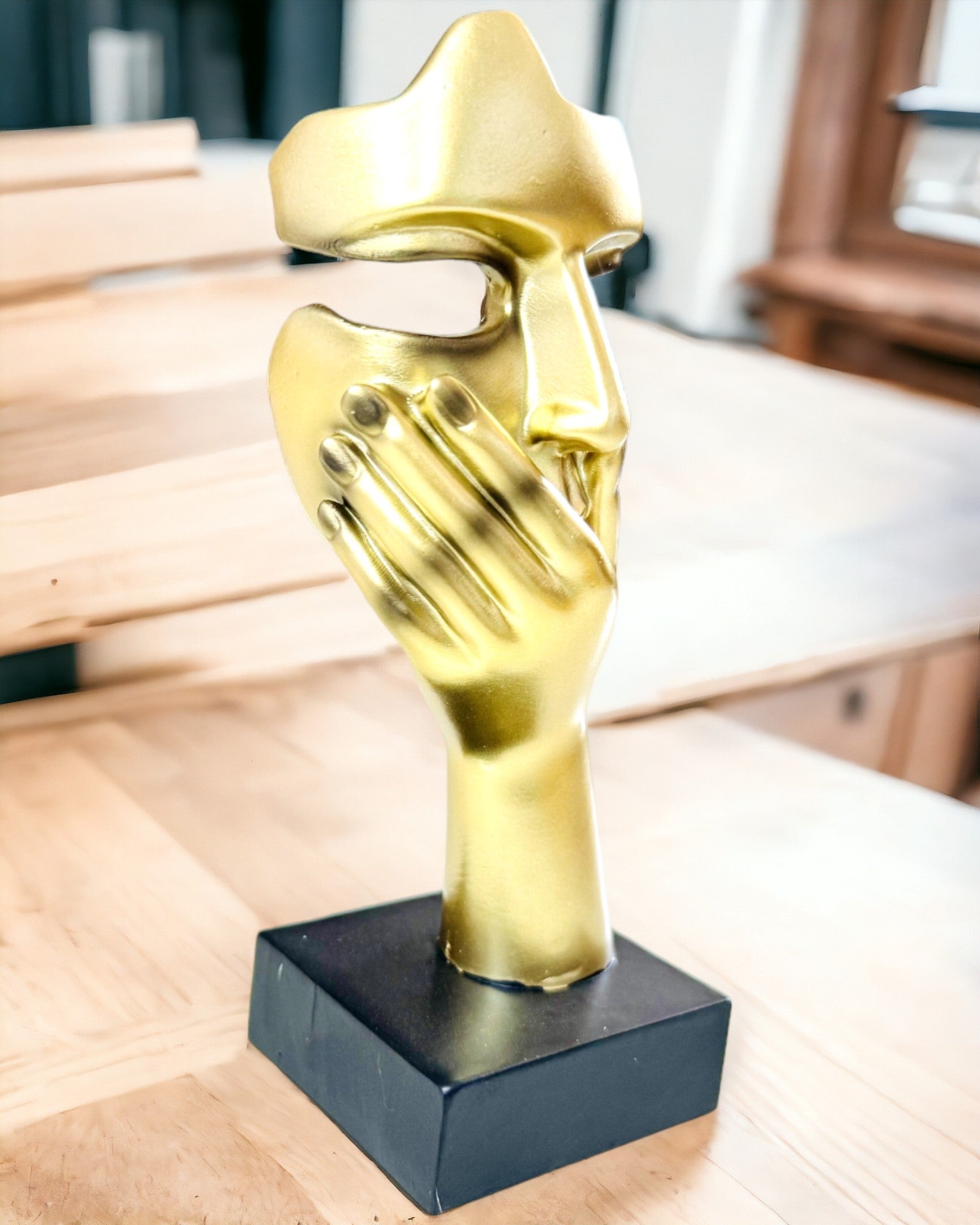 Escultura Abstracta de Mano "Toque de Arte" - Decoración de Oficina en Estilo Europeo, Personalización con Grabado 2 piezas