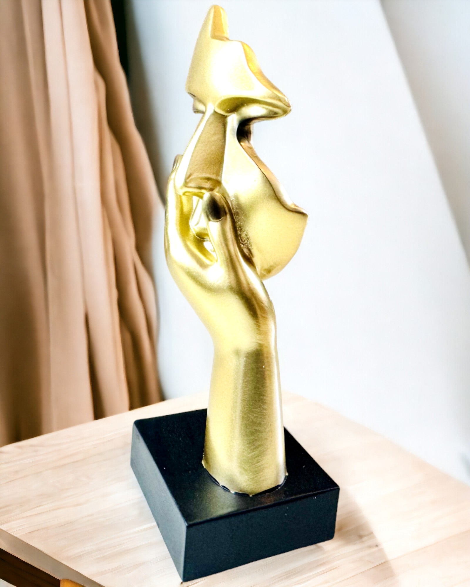 Escultura Abstracta de Mano "Toque de Arte" - Decoración de Oficina en Estilo Europeo, Personalización con Grabado 2 piezas