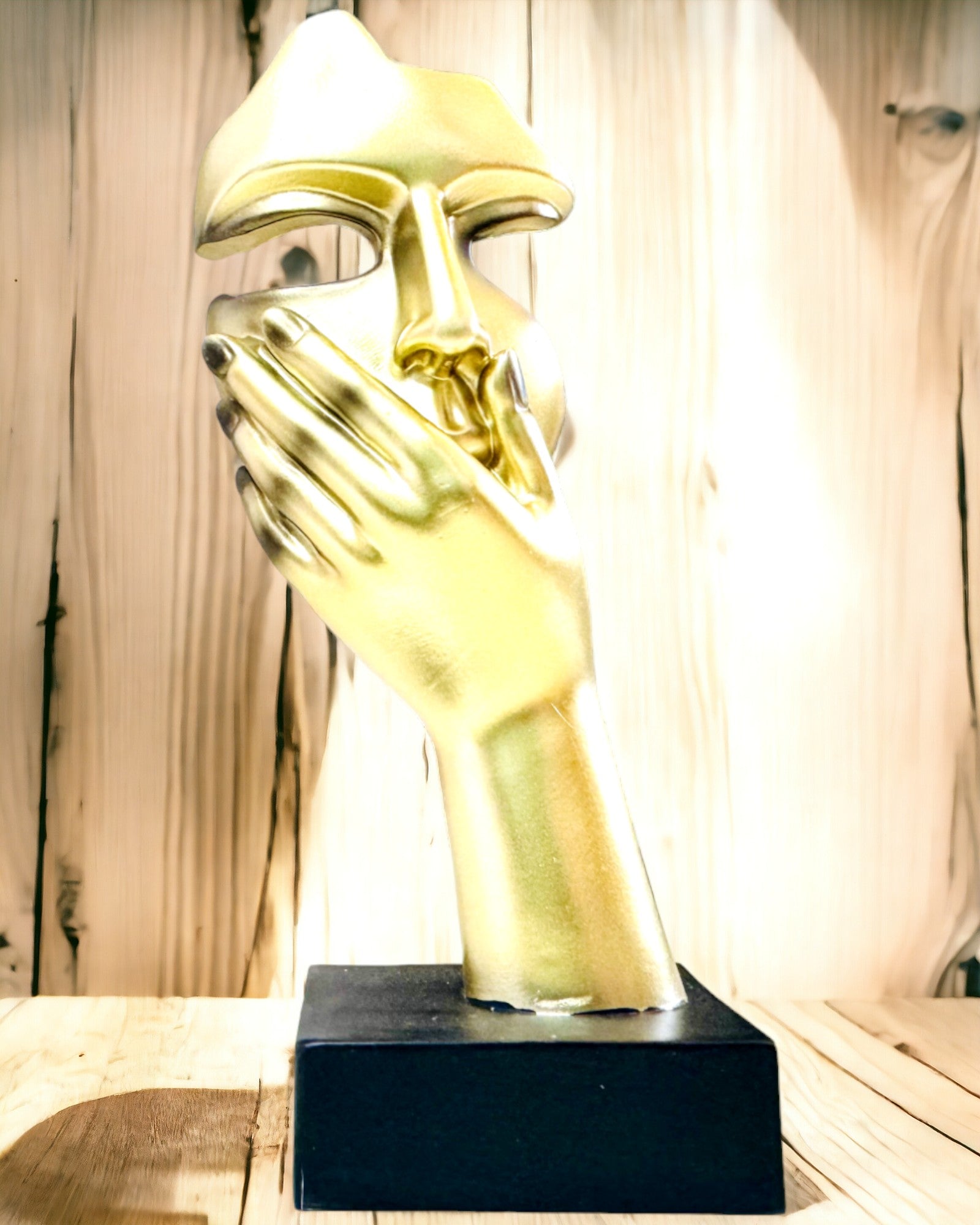 Escultura Abstracta de Mano "Toque de Arte" - Decoración de Oficina en Estilo Europeo, Personalización con Grabado 2 piezas