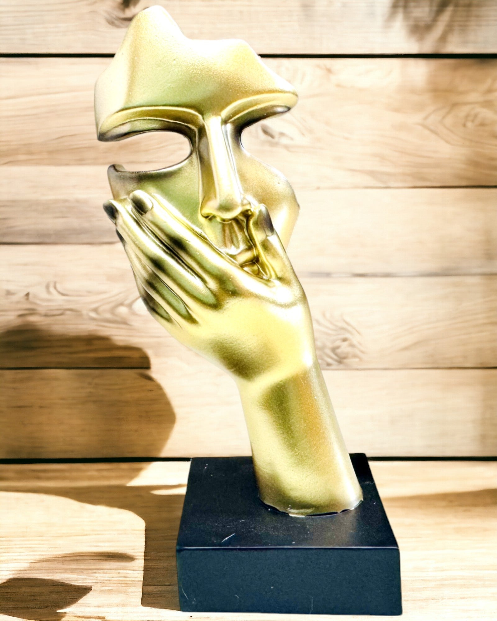 Escultura Abstracta de Mano "Toque de Arte" - Decoración de Oficina en Estilo Europeo, Personalización con Grabado 2 piezas