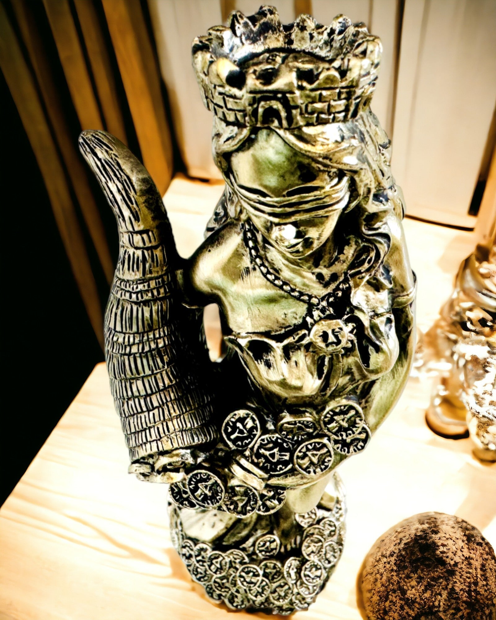 "Estatua de la Diosa Abundancia" - Estatua Decorativa de Resina de la Fortuna para el Hogar y la Oficina