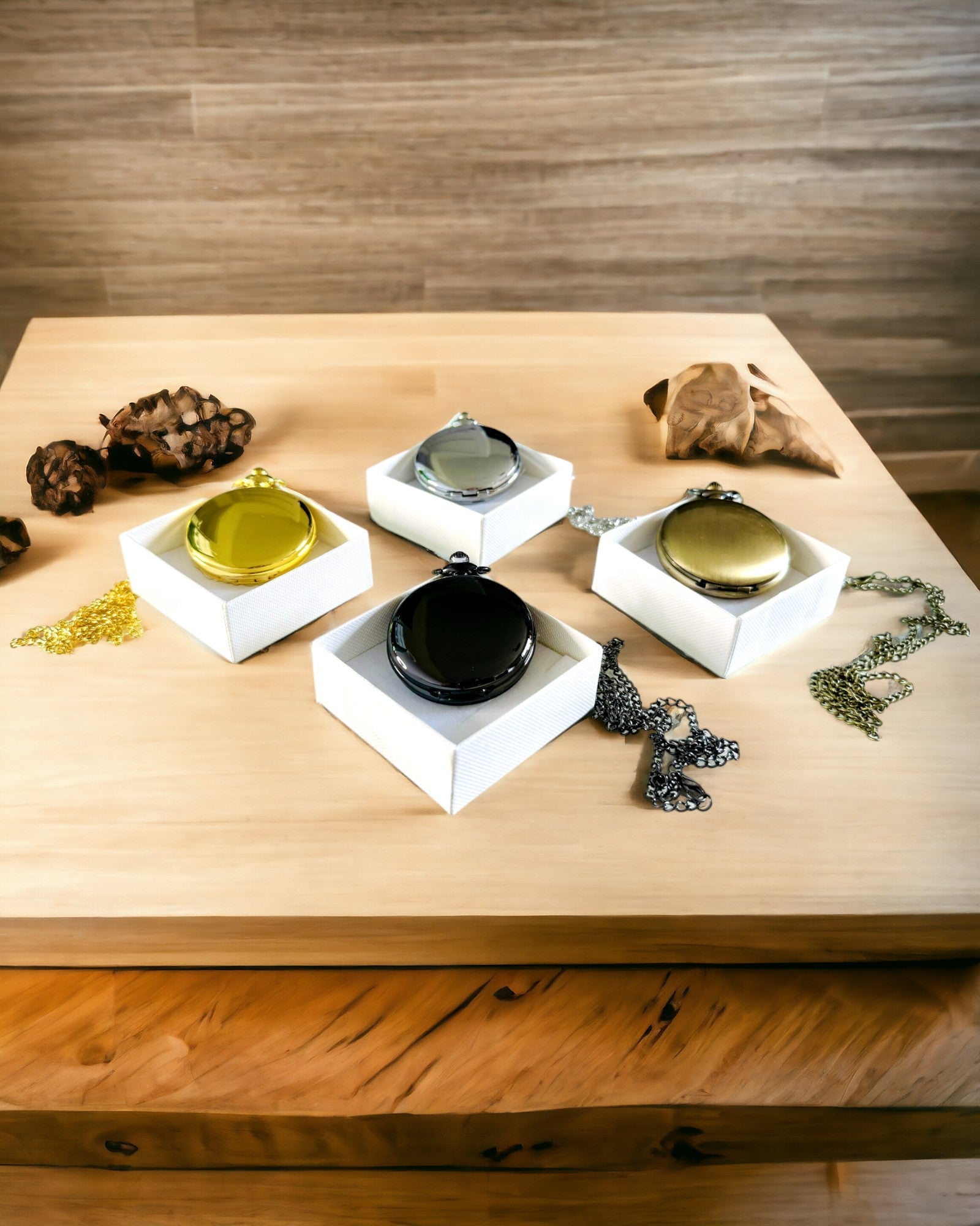 Reloj de bolsillo estilo vintage con opción de personalización - oro cepillado