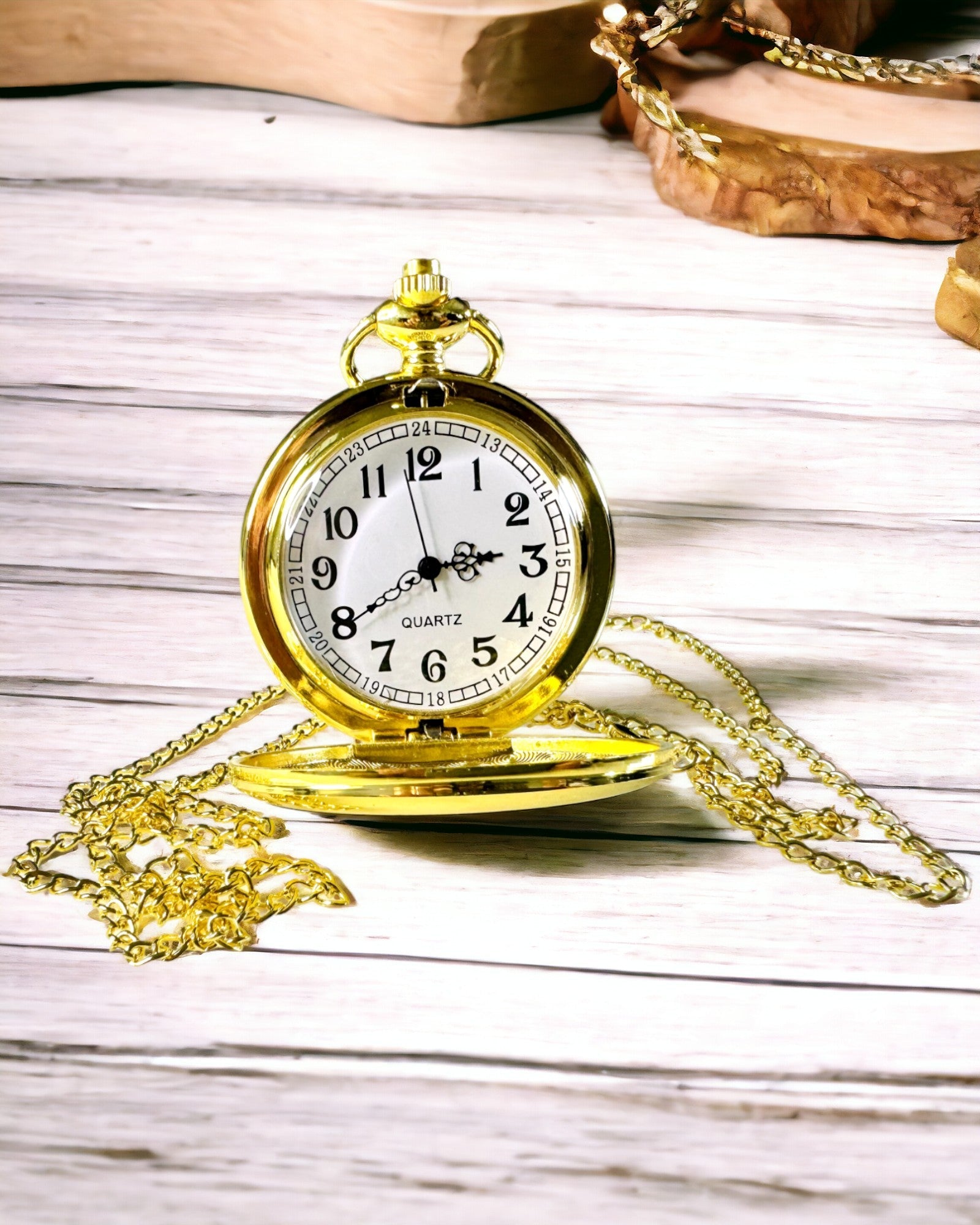 Reloj de Bolsillo de Estilo Vintage en Color Dorado con Posibilidad de Grabado