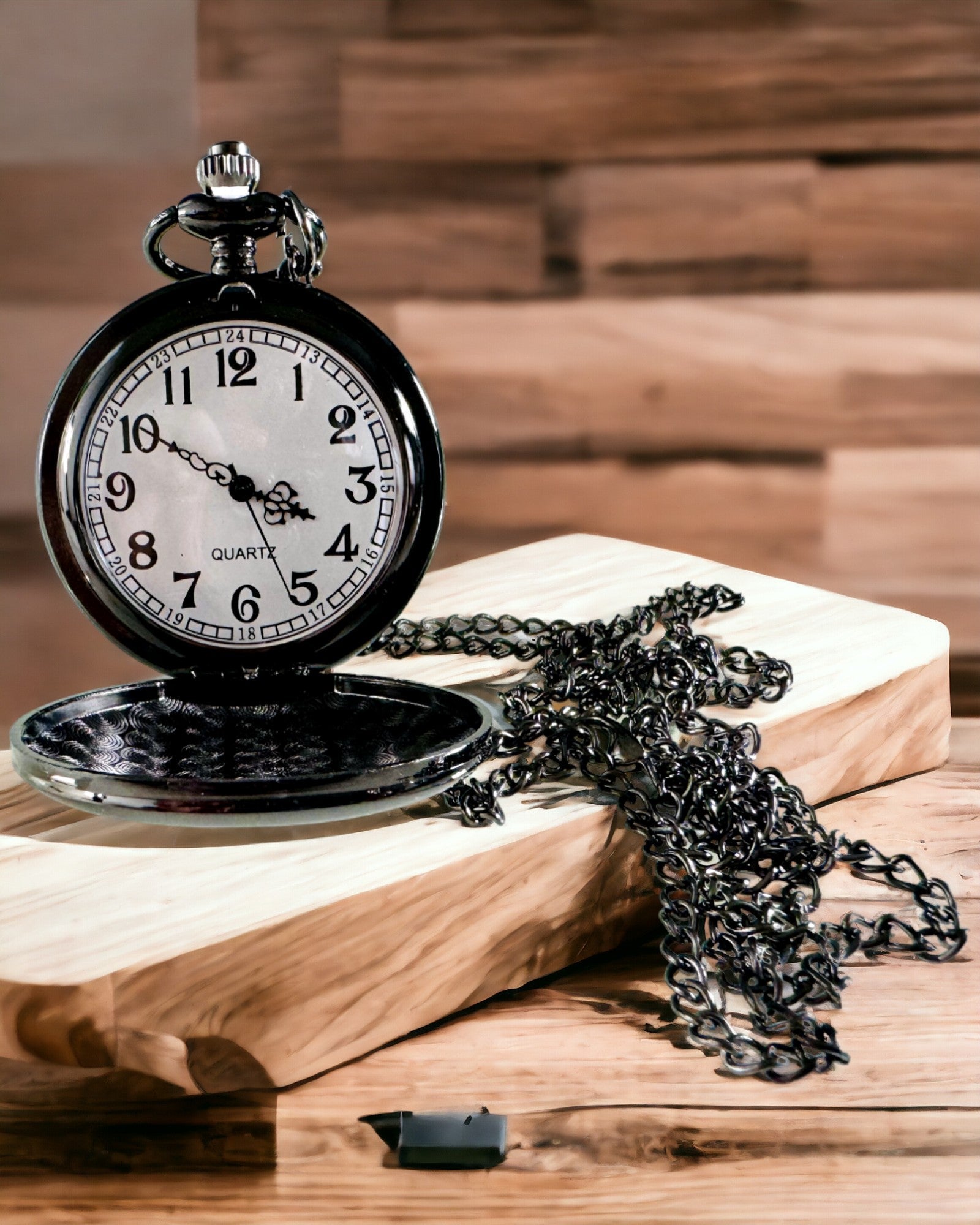 Reloj de bolsillo negro "Klasyczny Elegans" con opción de grabado