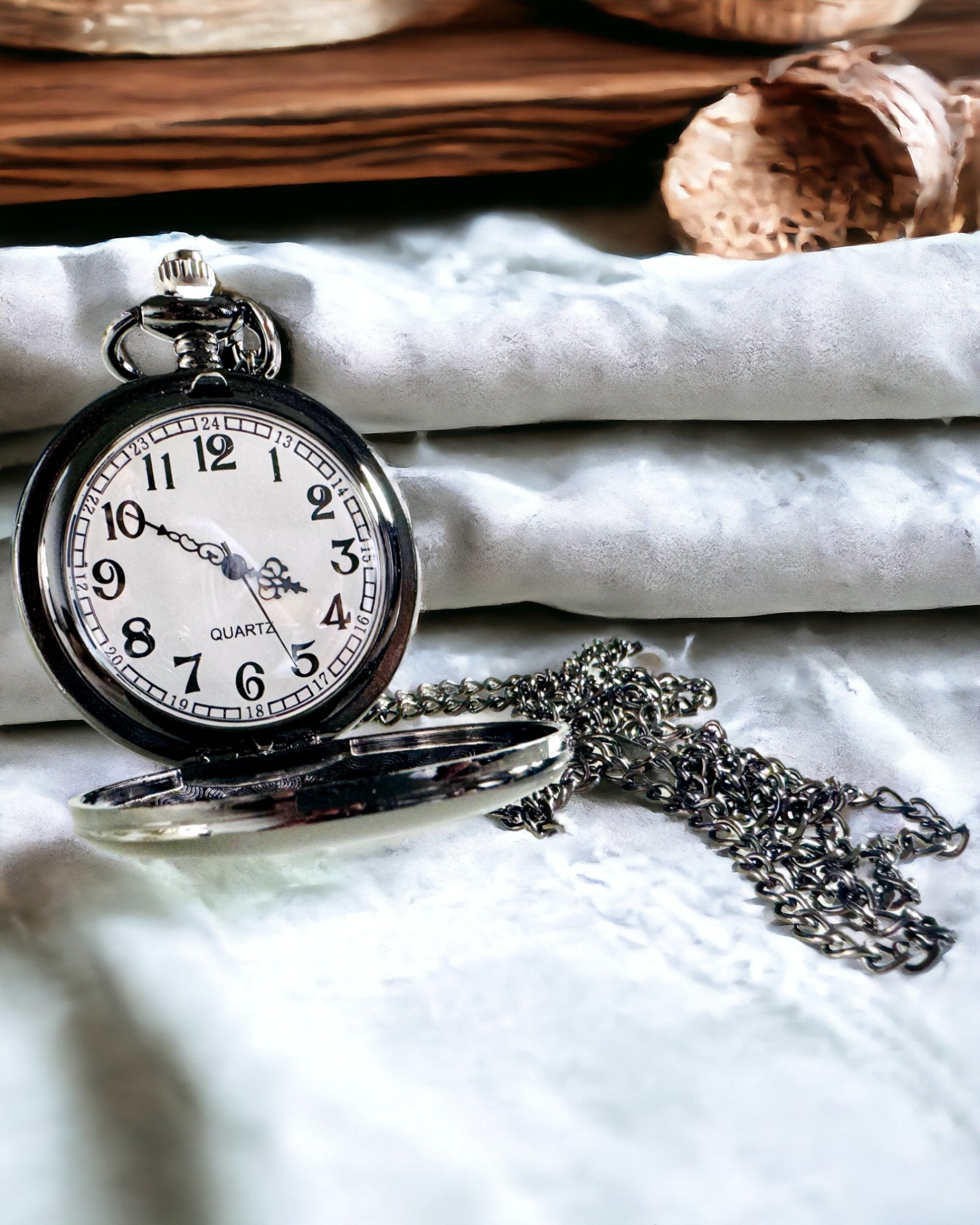 Reloj de bolsillo negro "Klasyczny Elegans" con opción de grabado