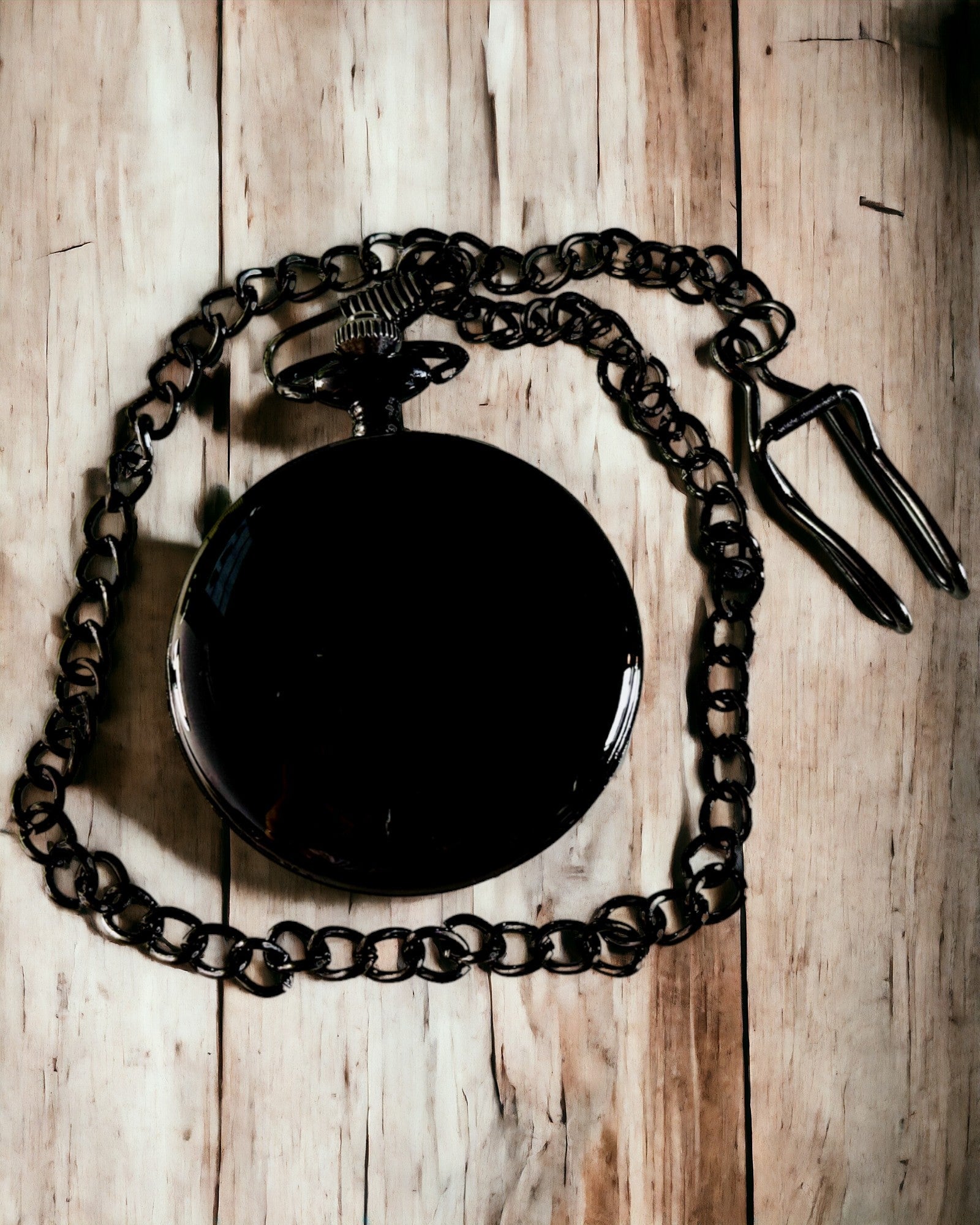 Reloj de bolsillo negro "Elegancja Czasu" con opción de personalización