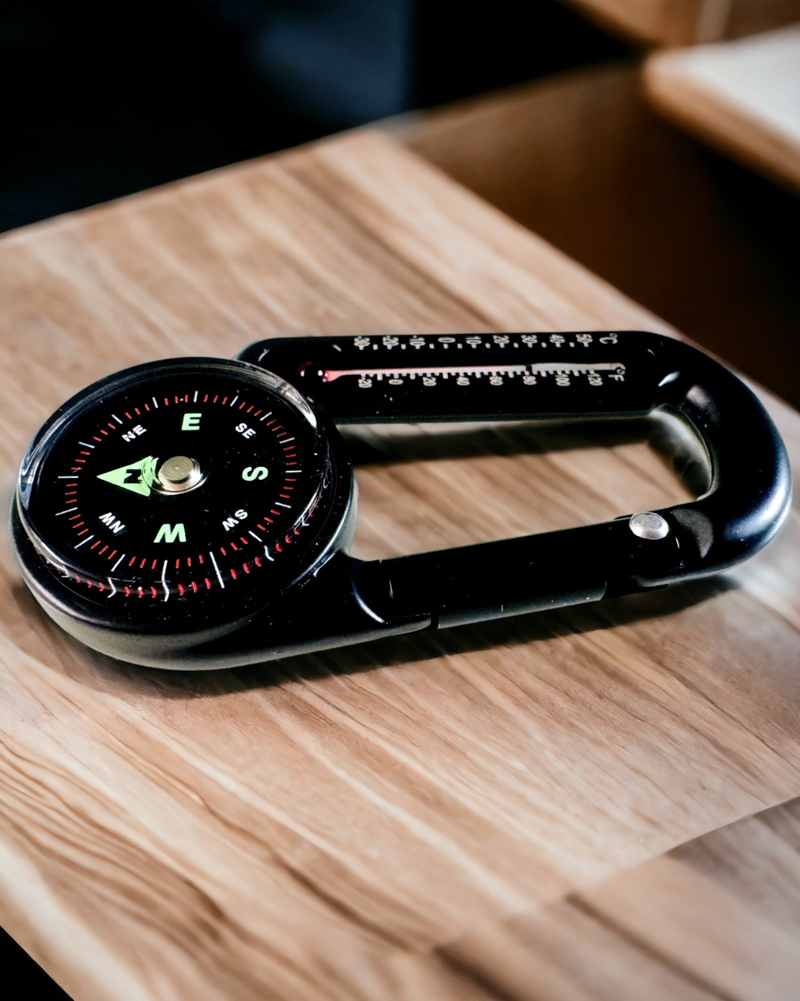 Brújula mosquetón con termómetro, llavero - posibilidad de grabado