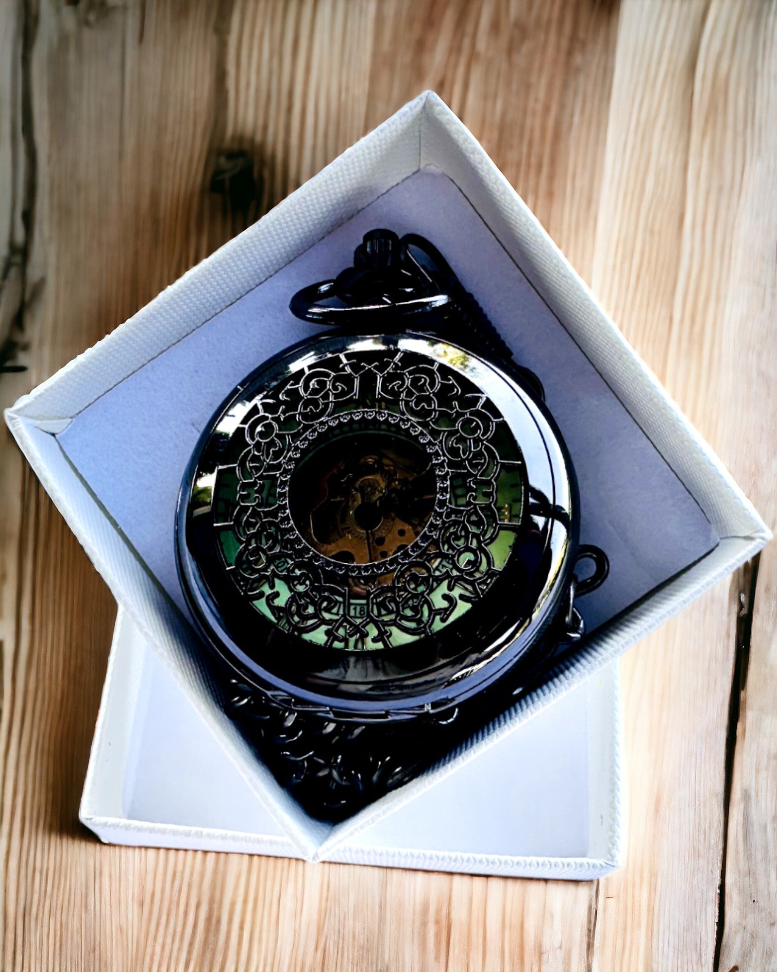Reloj de Bolsillo "Eterna Elegancia", regalo personalizado, grabado. Color negro