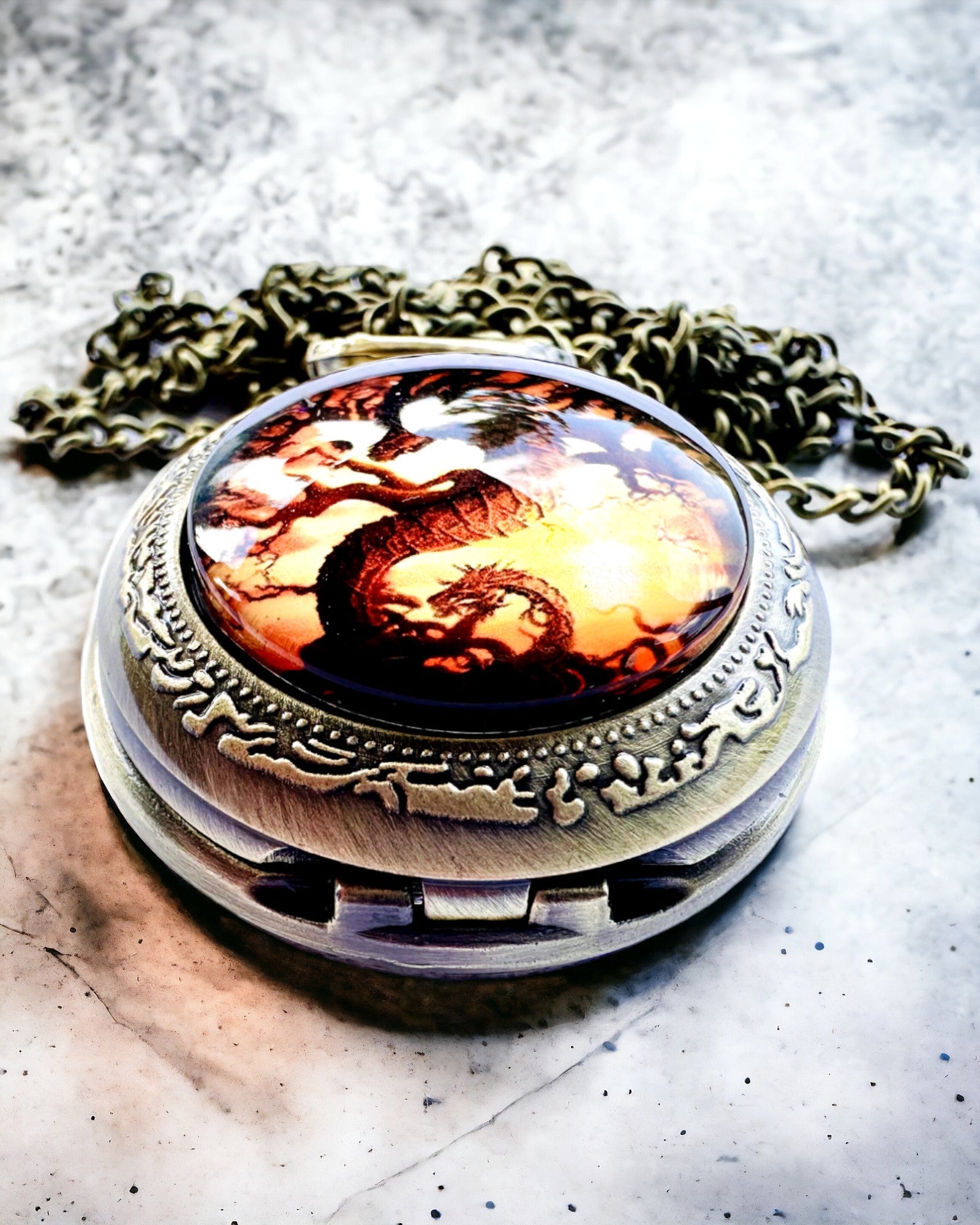 Reloj de Bolsillo "Dragon's Twilight" personalización con grabado