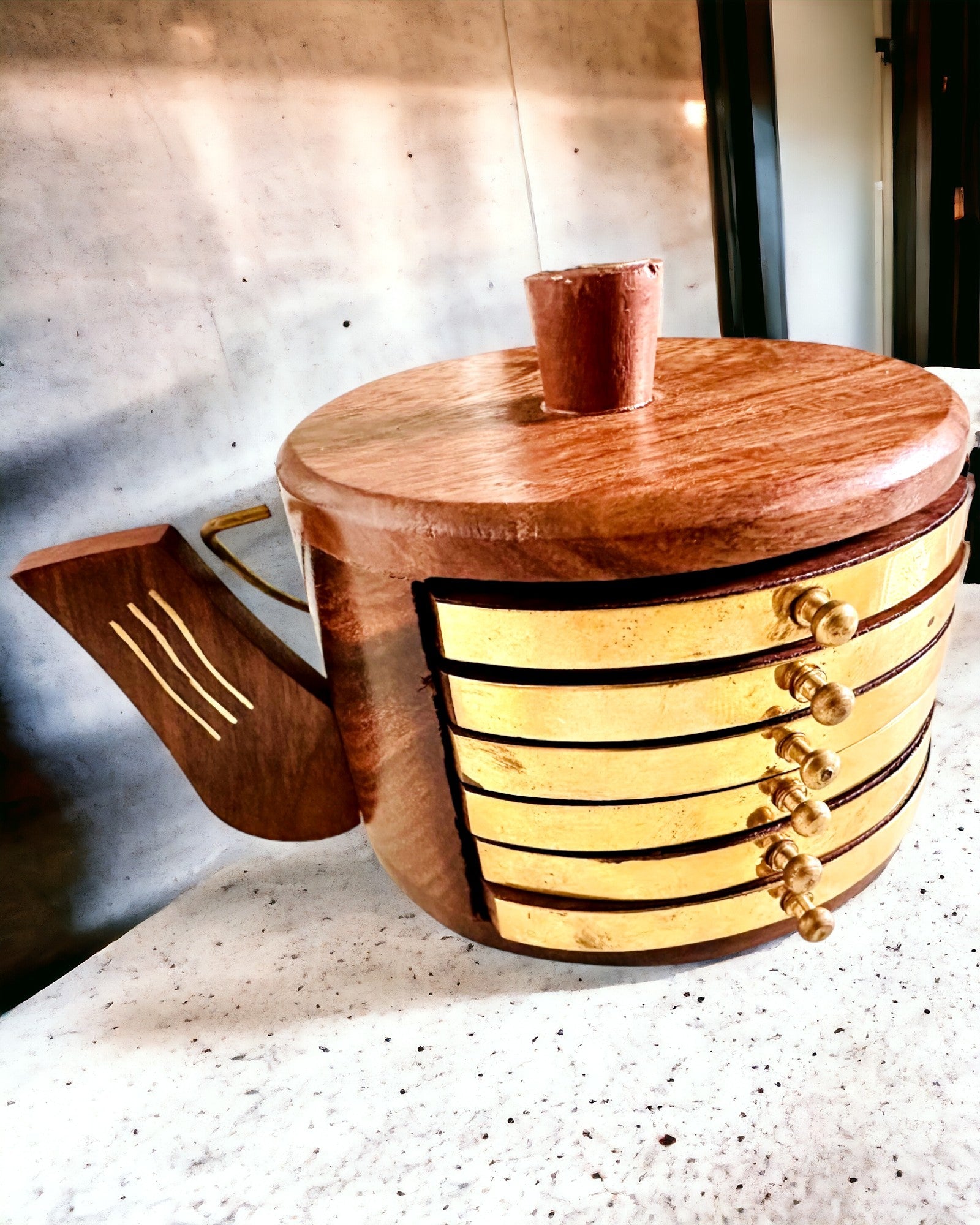 Retro Caja de Té de Madera con Opción de Grabado