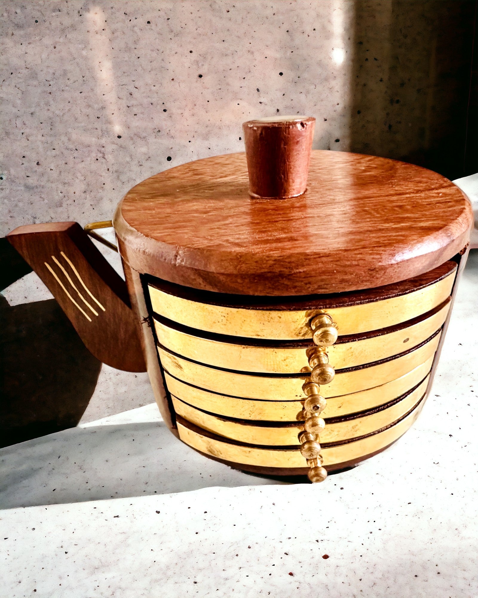 Retro Caja de Té de Madera con Opción de Grabado