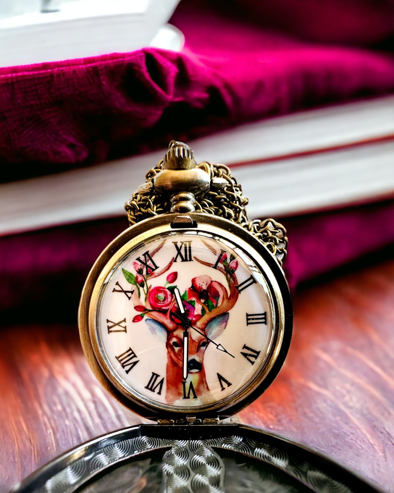 Reloj de bolsillo Guardián del Bosque - Elegante reloj con motivo de ciervo, posibilidad de personalización con grabado