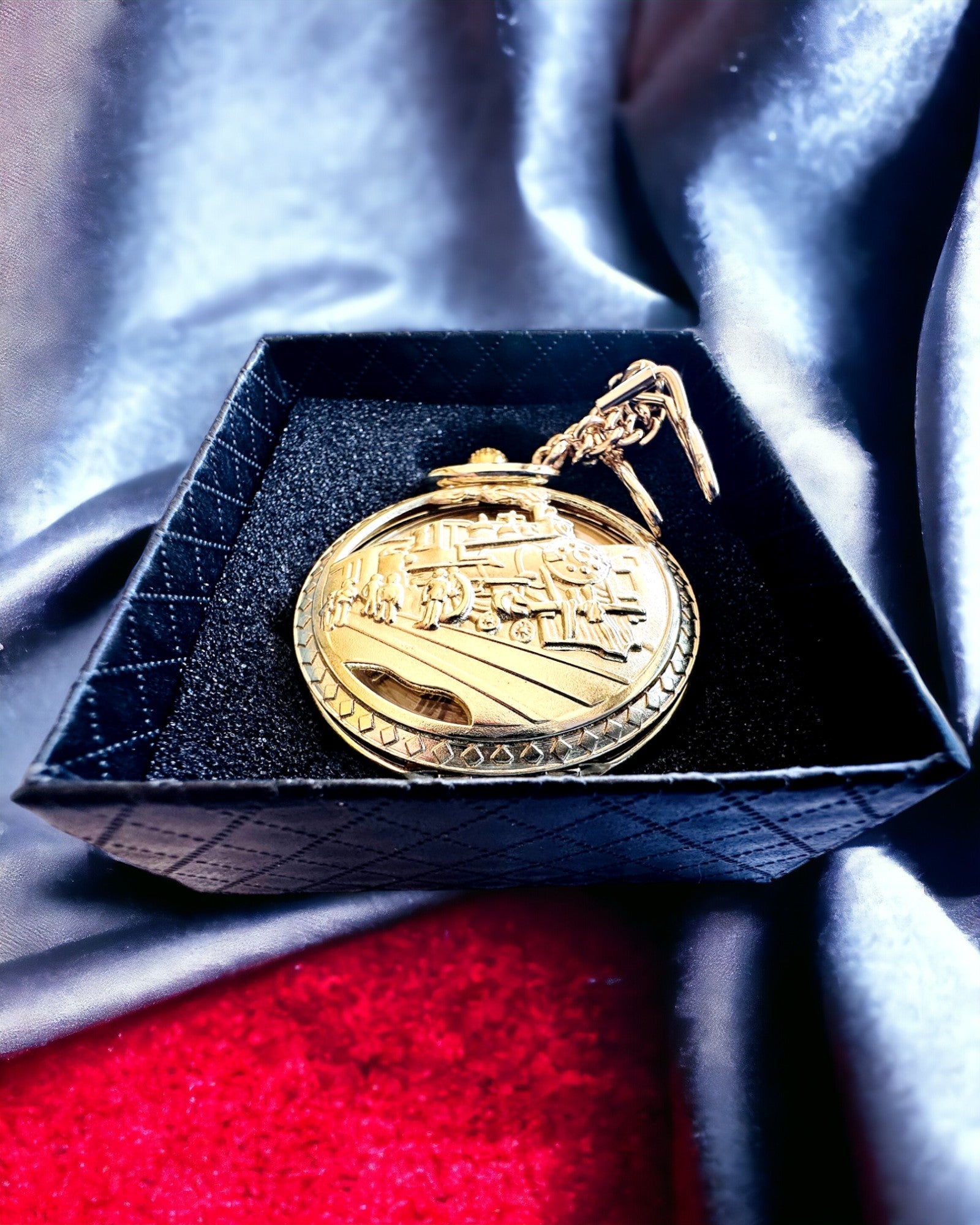 Reloj de Bolsillo "Tren Imperial", posibilidad de personalización con grabado, color dorado