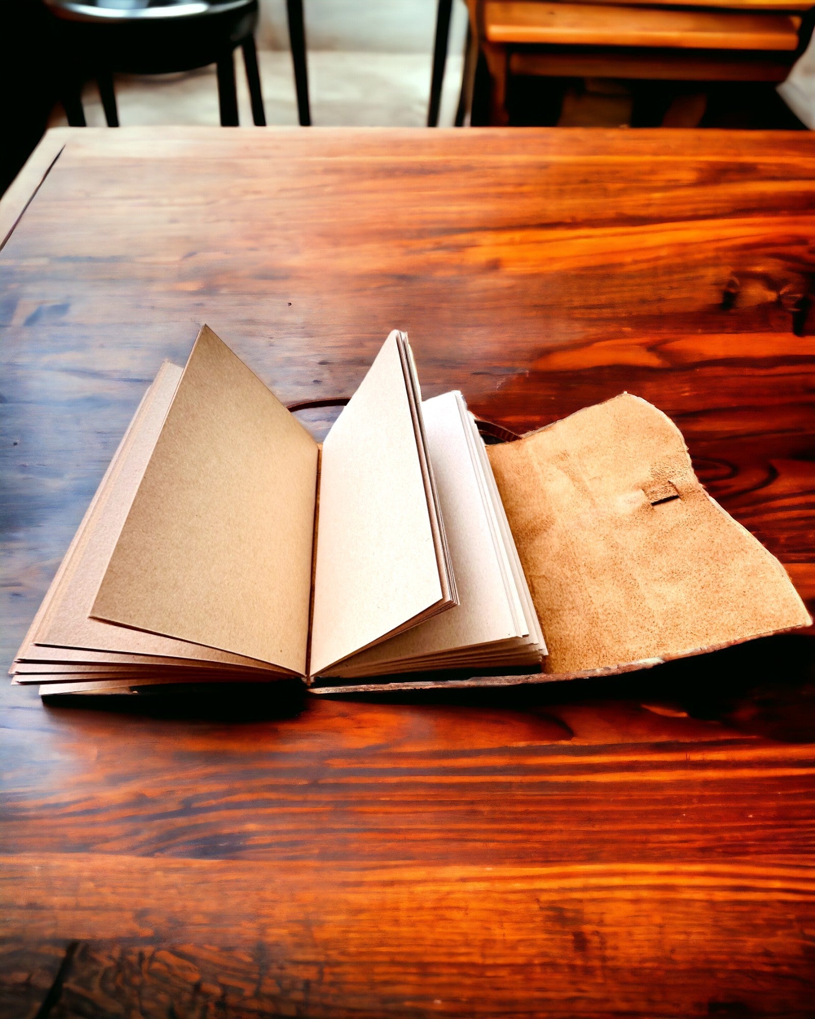 Notatnik Premium "RetroNotes" – Elegante cuaderno de Cuero Auténtico - 200 páginas, 120g, cuaderno, bloc de dibujo, color marrón, personalización con grabado