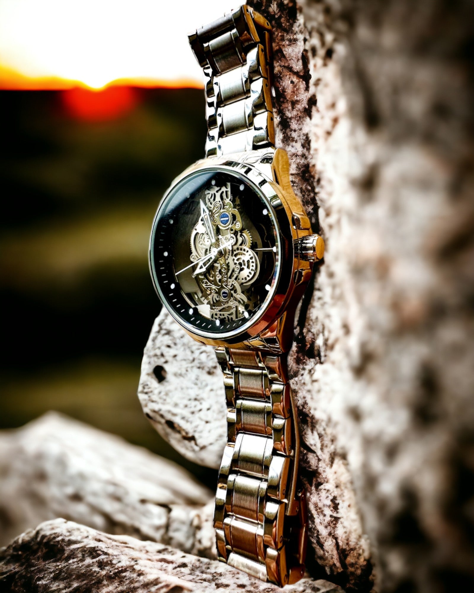 Reloj elegante para hombre KIMSDUN Prestige Mecanismo Transparente y Elegancia Deportiva, posibilidad de personalización con grabado