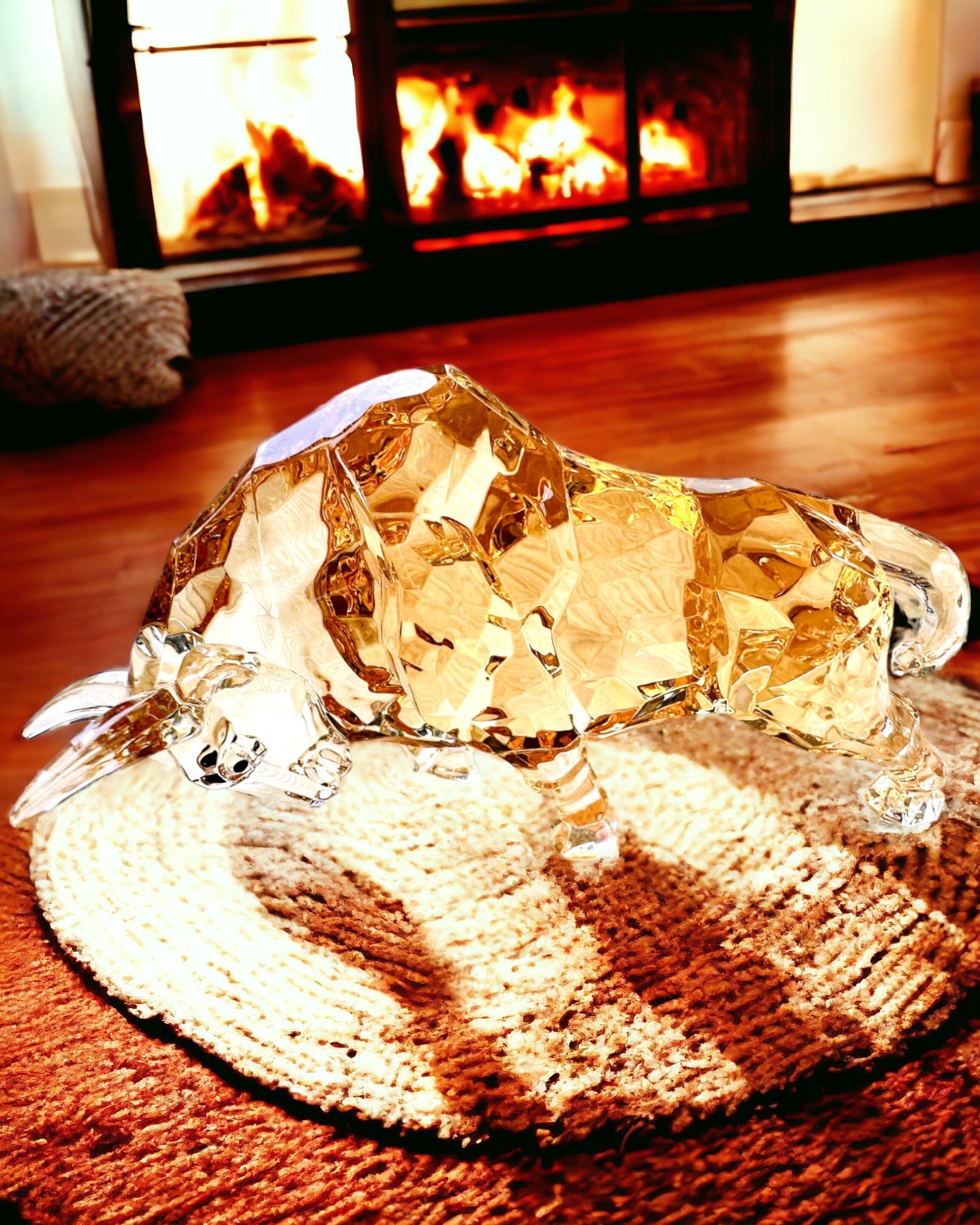 Estatua "Złoty Byk" de resina, diseño transparente, posibilidad de personalización