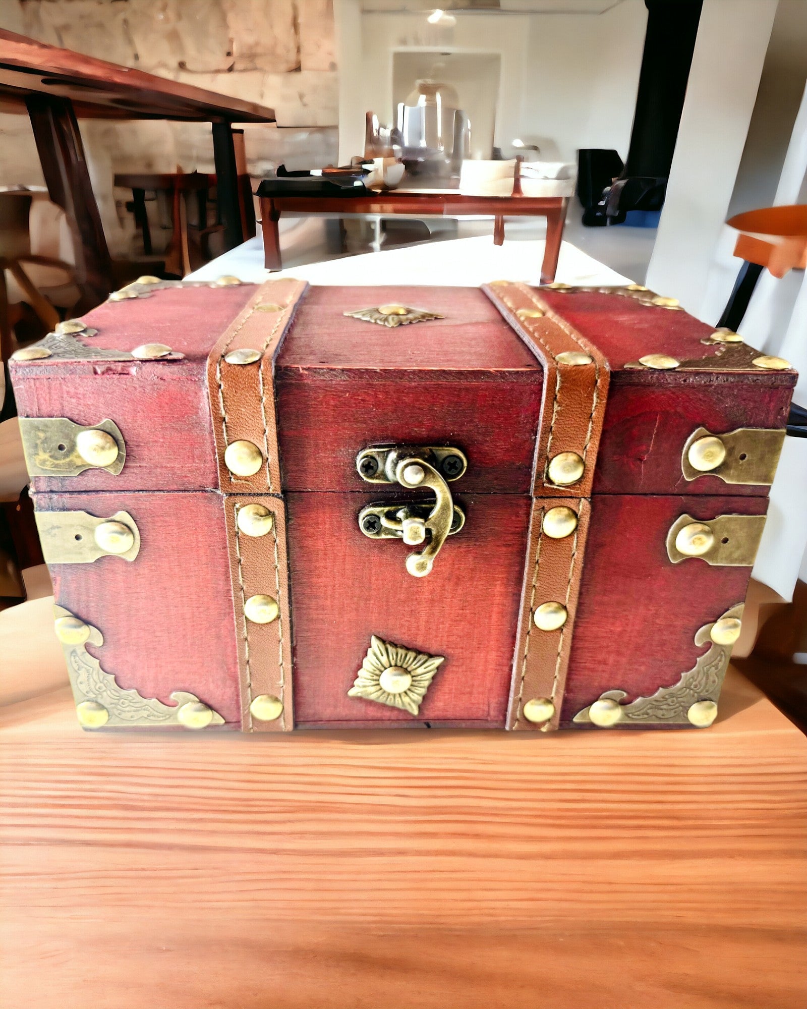 Caja de Madera 'Cofre del Tesoro Pirata' – Caja Vintage para Joyas y Baratijas