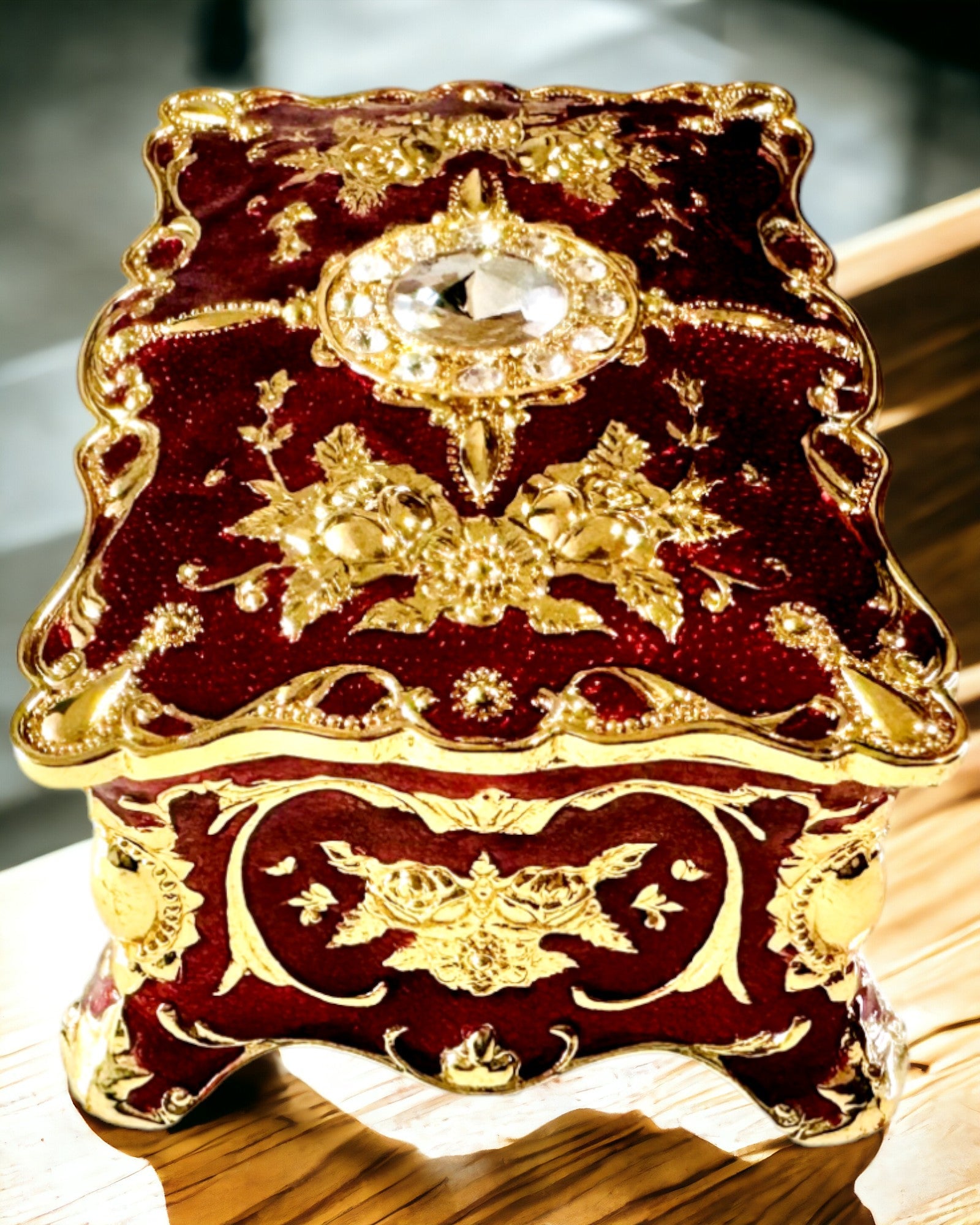 Caja, Organizador de Joyas en Estilo Vintage – Cajita de Tesoro Metálica con Elementos Decorativos