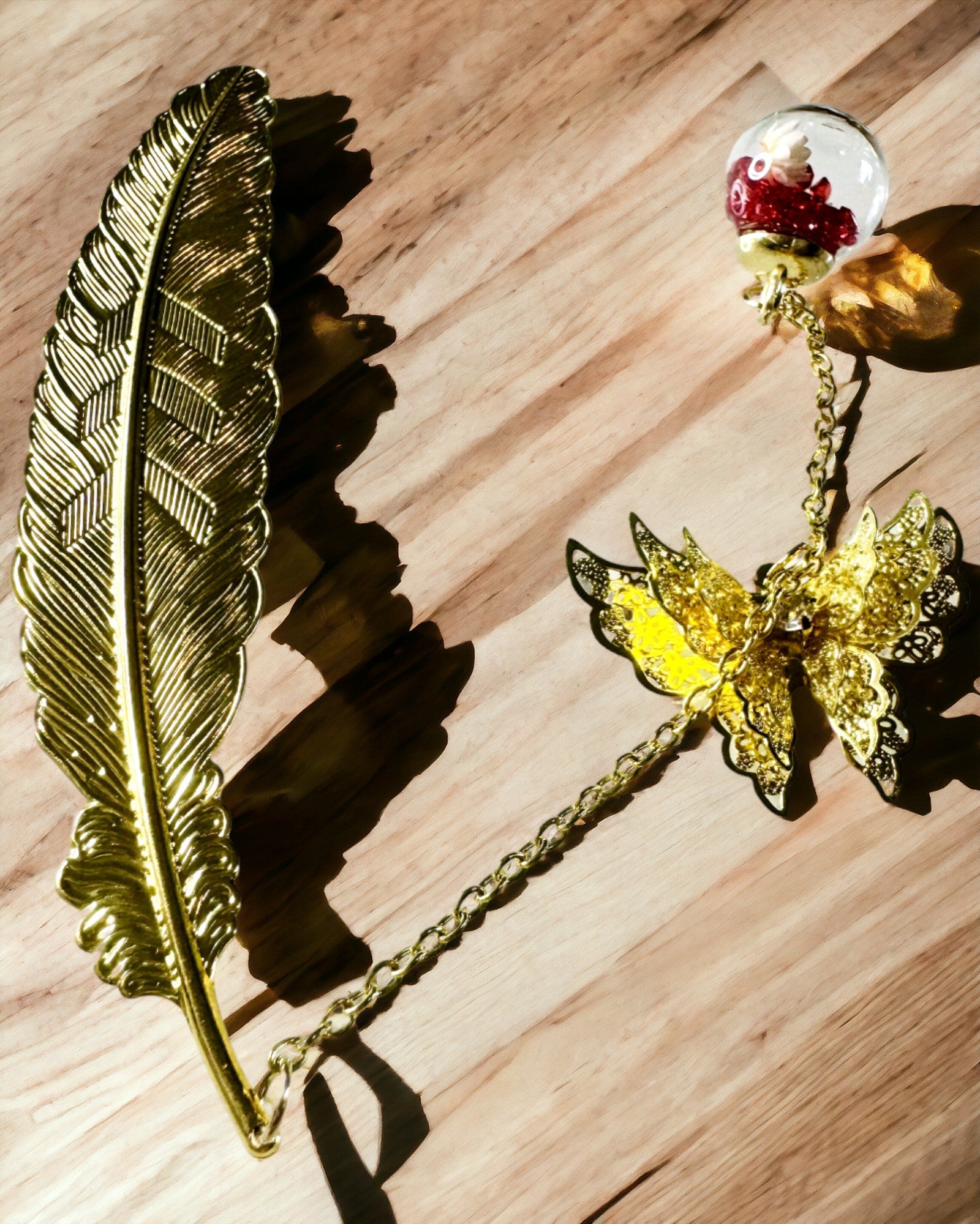 Creativa Marcador de Metal Retro Marcador Vintage - Pluma y Mariposa en Estilo Barroco
