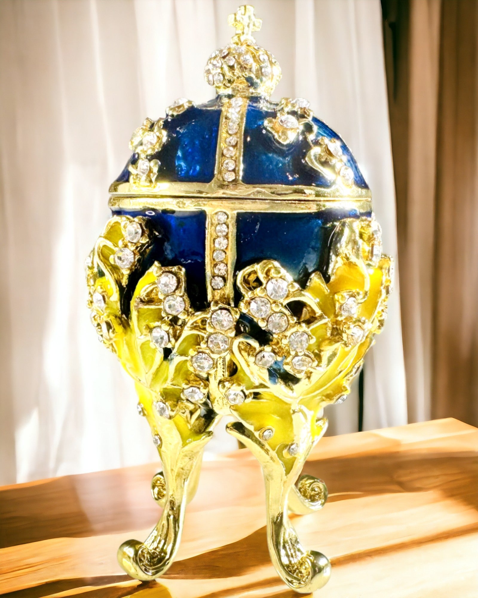 Caja de Joyería 'Huevo Imperial' Faberge – Estilo Vintage, Contenedor Decorativo para Accesorios