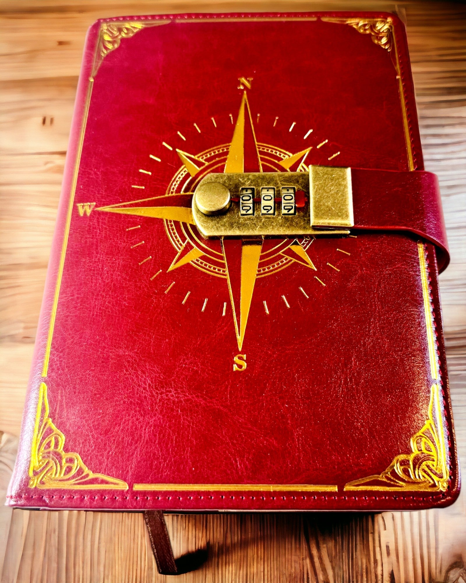 Notatnik Premium con Cerradura de Combinación A5 - Estilo Vintage con Brújula, Diseño Japonés, Artículos de Papelería para Estudiantes y Negocios. Personalización con grabado