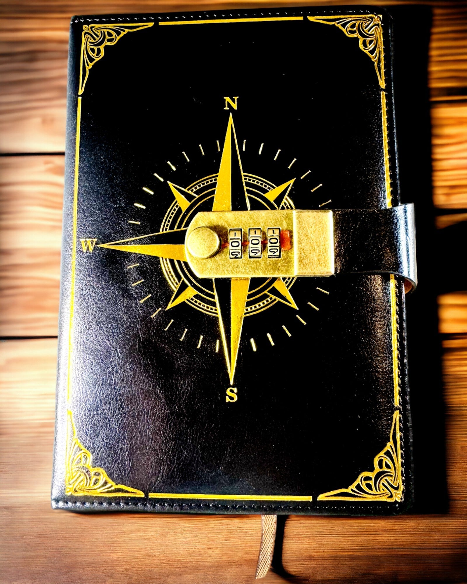 Notatnik Premium con Cerradura de Combinación A5 - Estilo Vintage con Brújula, Diseño Japonés, Artículos de Papelería para Estudiantes y Negocios. Personalización con grabado