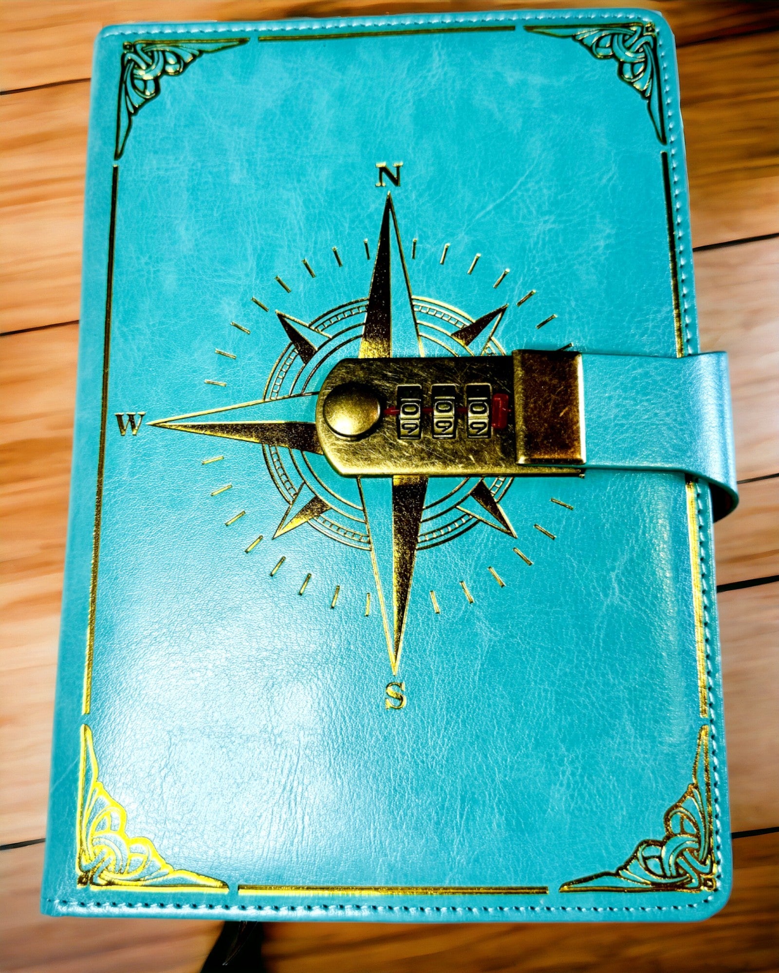 Notatnik Premium con Cerradura de Combinación A5 - Estilo Vintage con Brújula, Diseño Japonés, Artículos de Papelería para Estudiantes y Negocios. Personalización con grabado