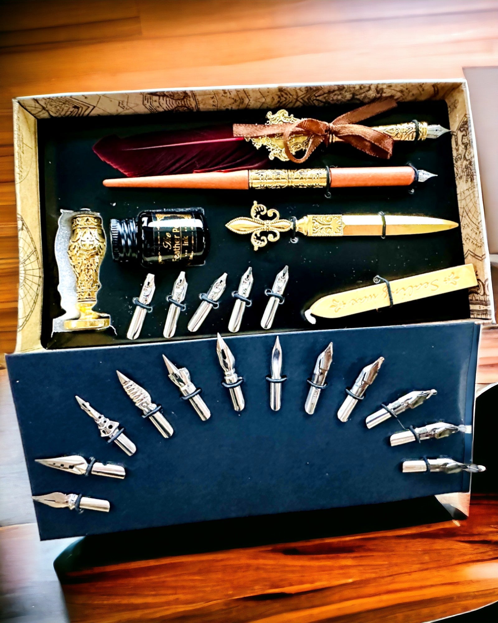 Conjunto Exclusivo de Caligrafía, pluma de inmersión y conjunto de tintas, personalización con grabado