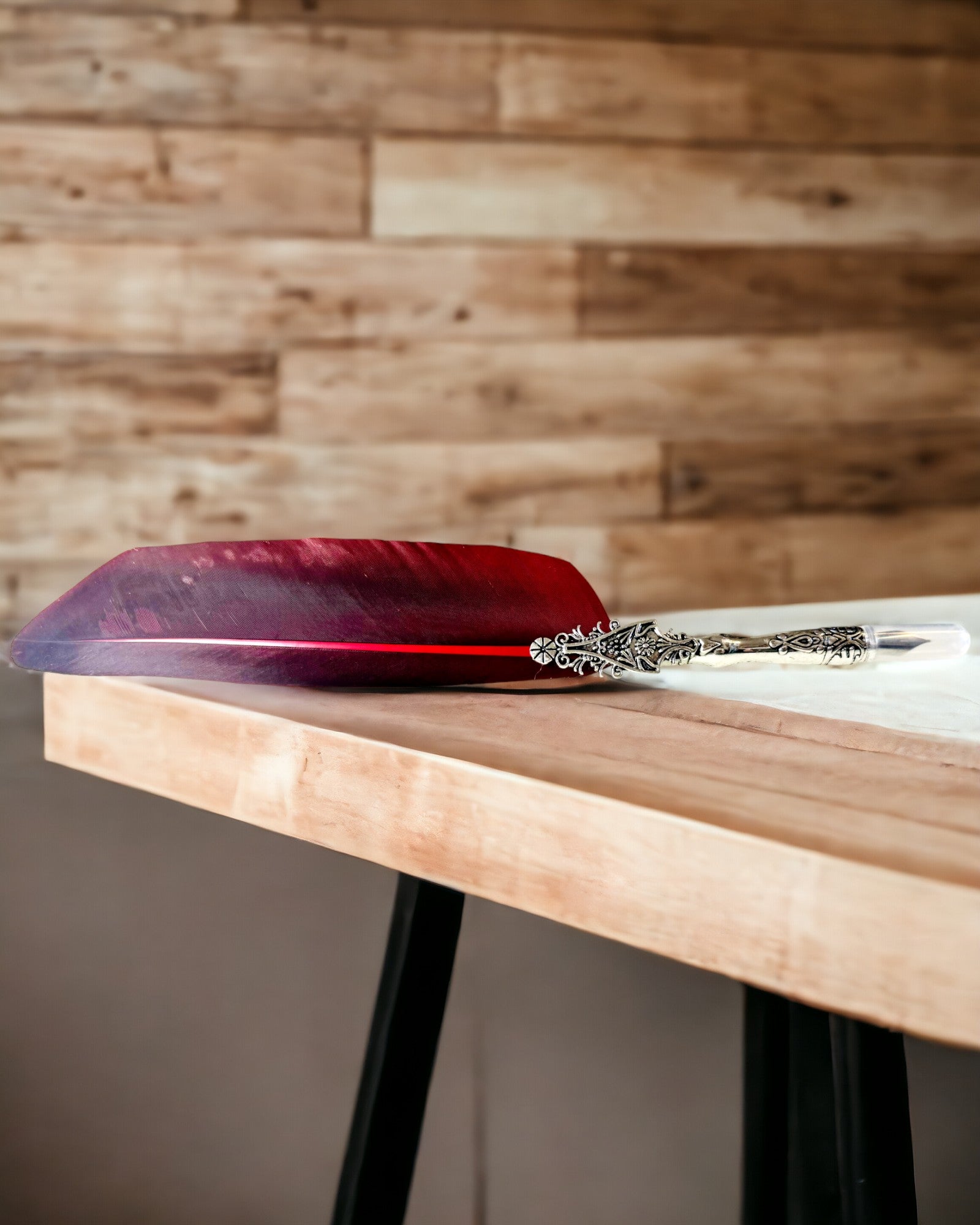 Pluma de Caligrafía Vintage con Pluma de Ganso Natural – Regalo Ideal para el Día de la Madre o del Maestro. Grabado