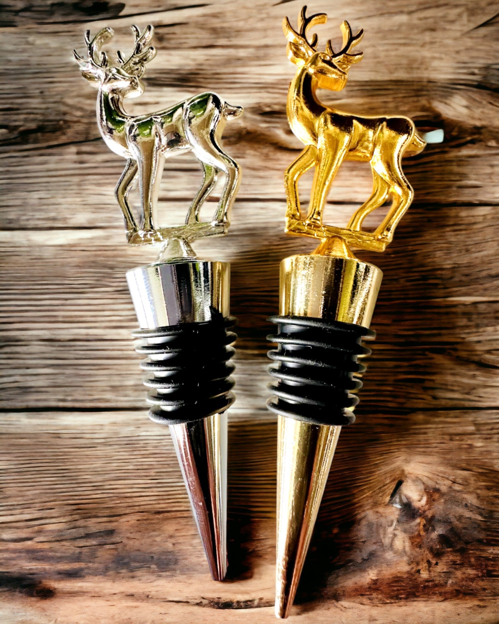 Exclusivo Tapón de Vino Metálico con Ciervo - Elegante y Funcional, posibilidad de personalización con grabado