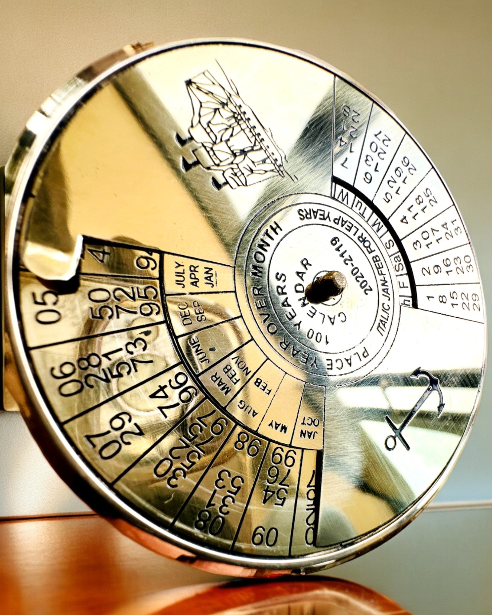 Calendario de la Eternidad Vela Marina – Calendario de Latón de 100 años - posible grabado para regalo