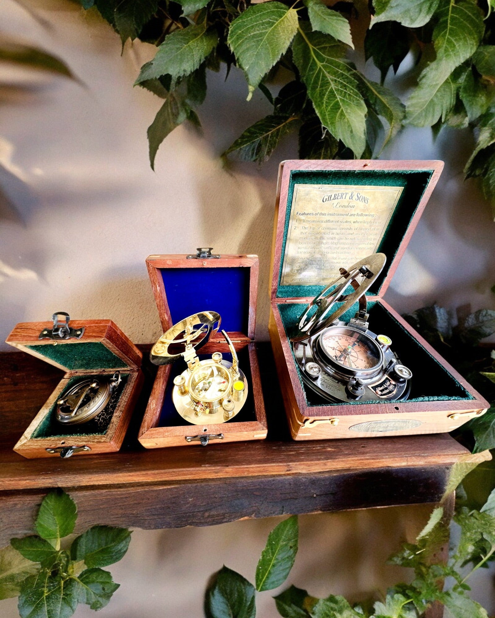 Caja Grande de Madera para Brújula "Gilbert & Sons" con Posibilidad de Grabado