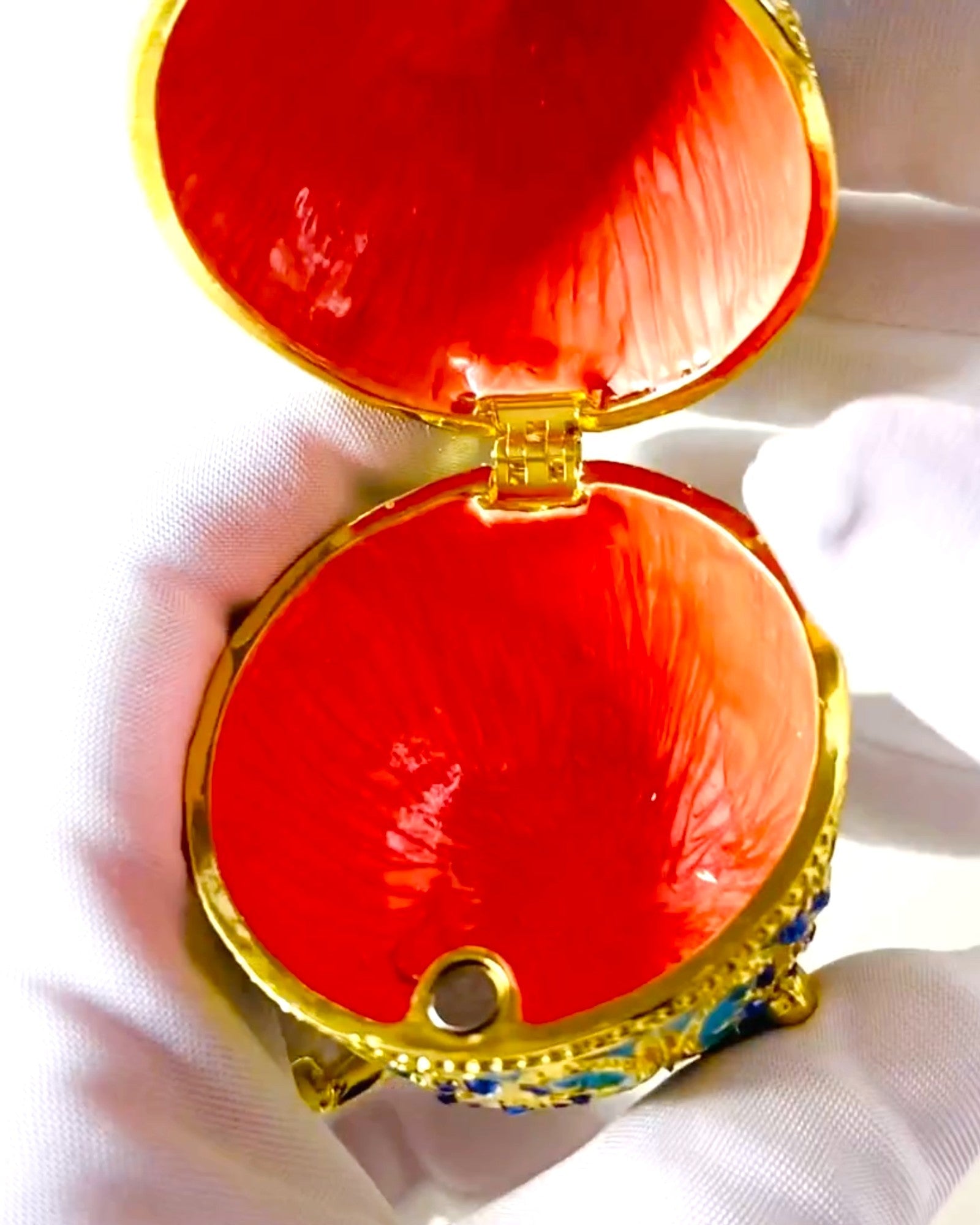 Huevo Fabergé Celestial – Organizador de Joyas Esmaltado - color azul cielo. Personalización con grabado