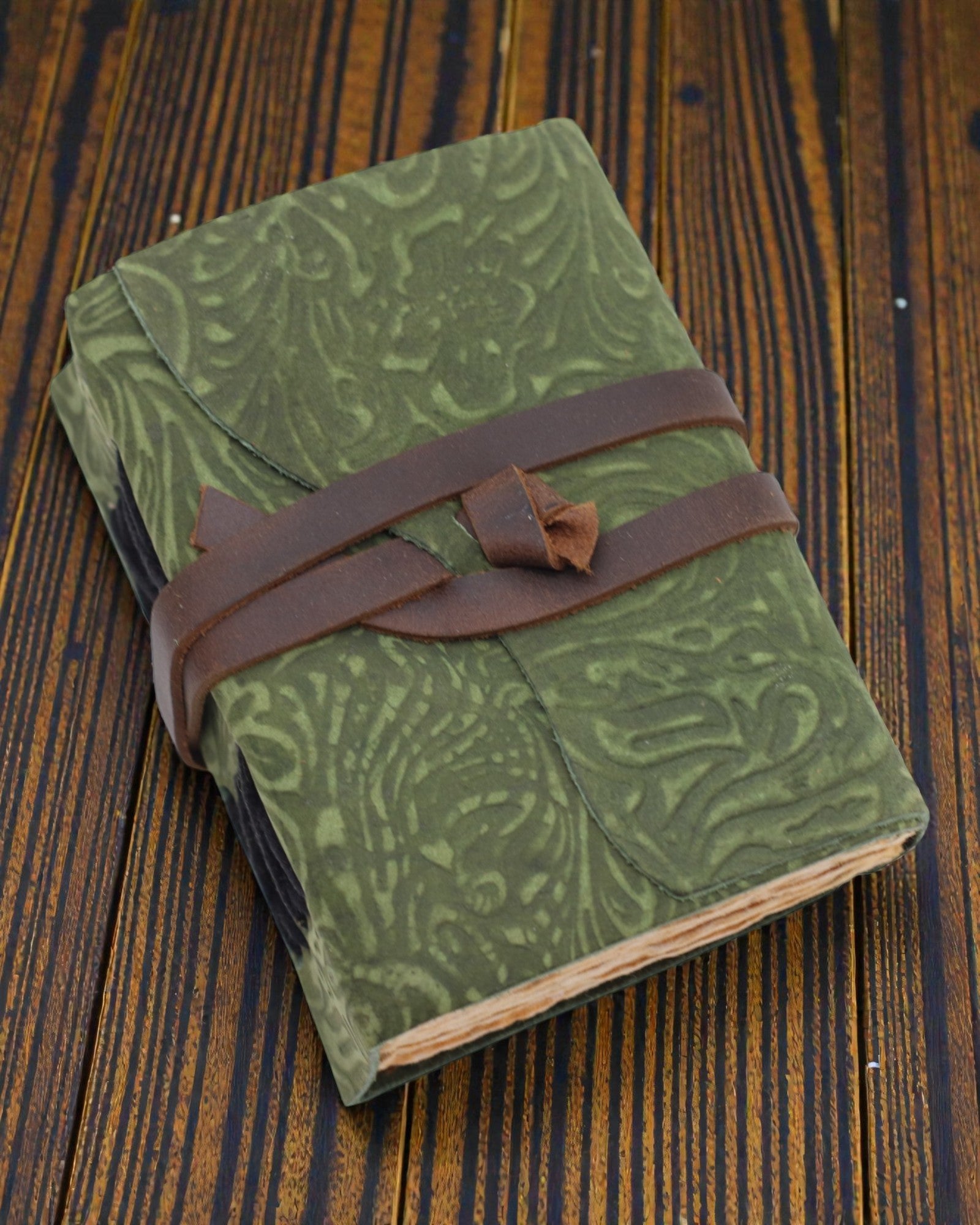 Green Maze Vintage – cuaderno de notas de cuero con hojas envejecidas 12,7 × 8,9 cm