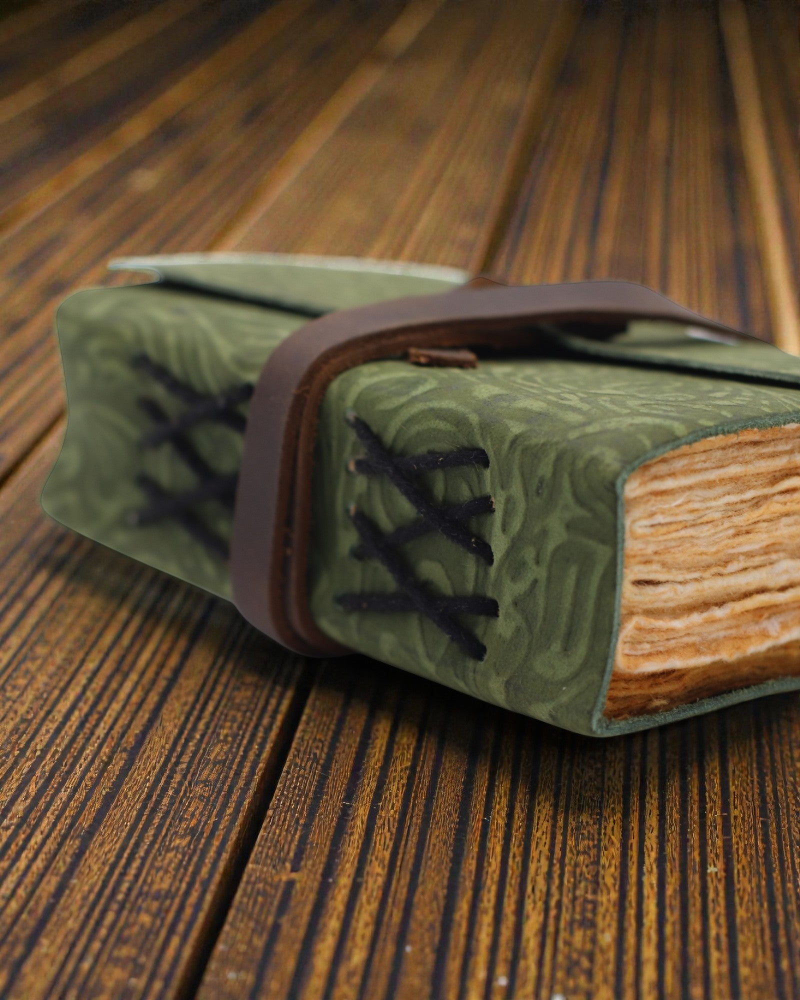 Green Maze Vintage – cuaderno de notas de cuero con hojas envejecidas 12,7 × 8,9 cm