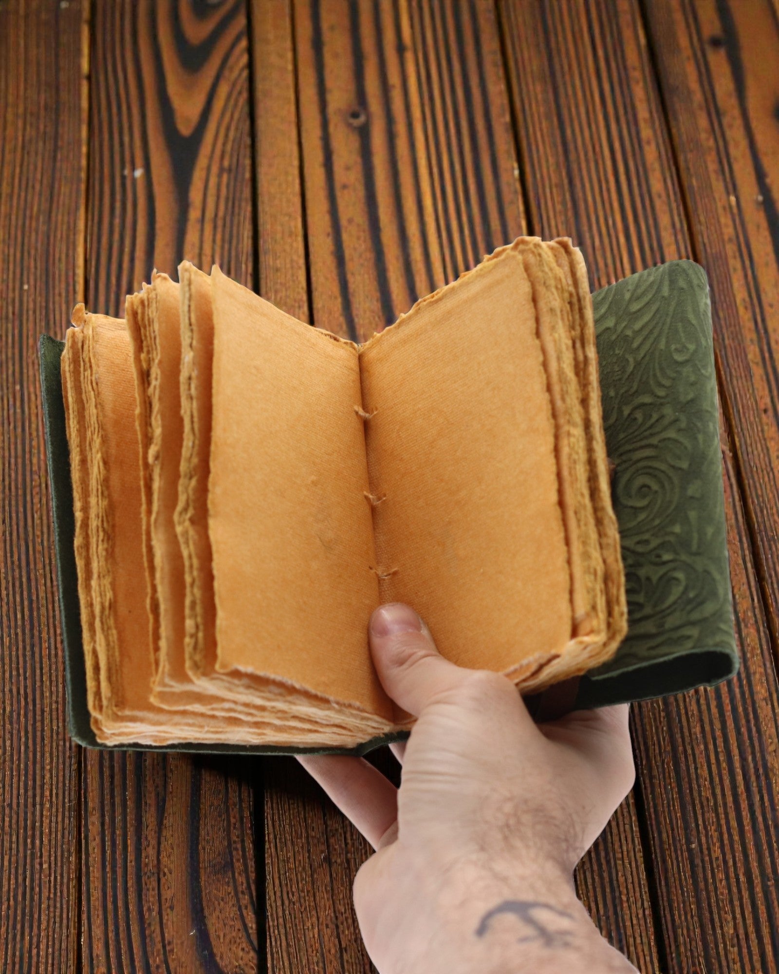 Green Maze Vintage – cuaderno de notas de cuero con hojas envejecidas 12,7 × 8,9 cm