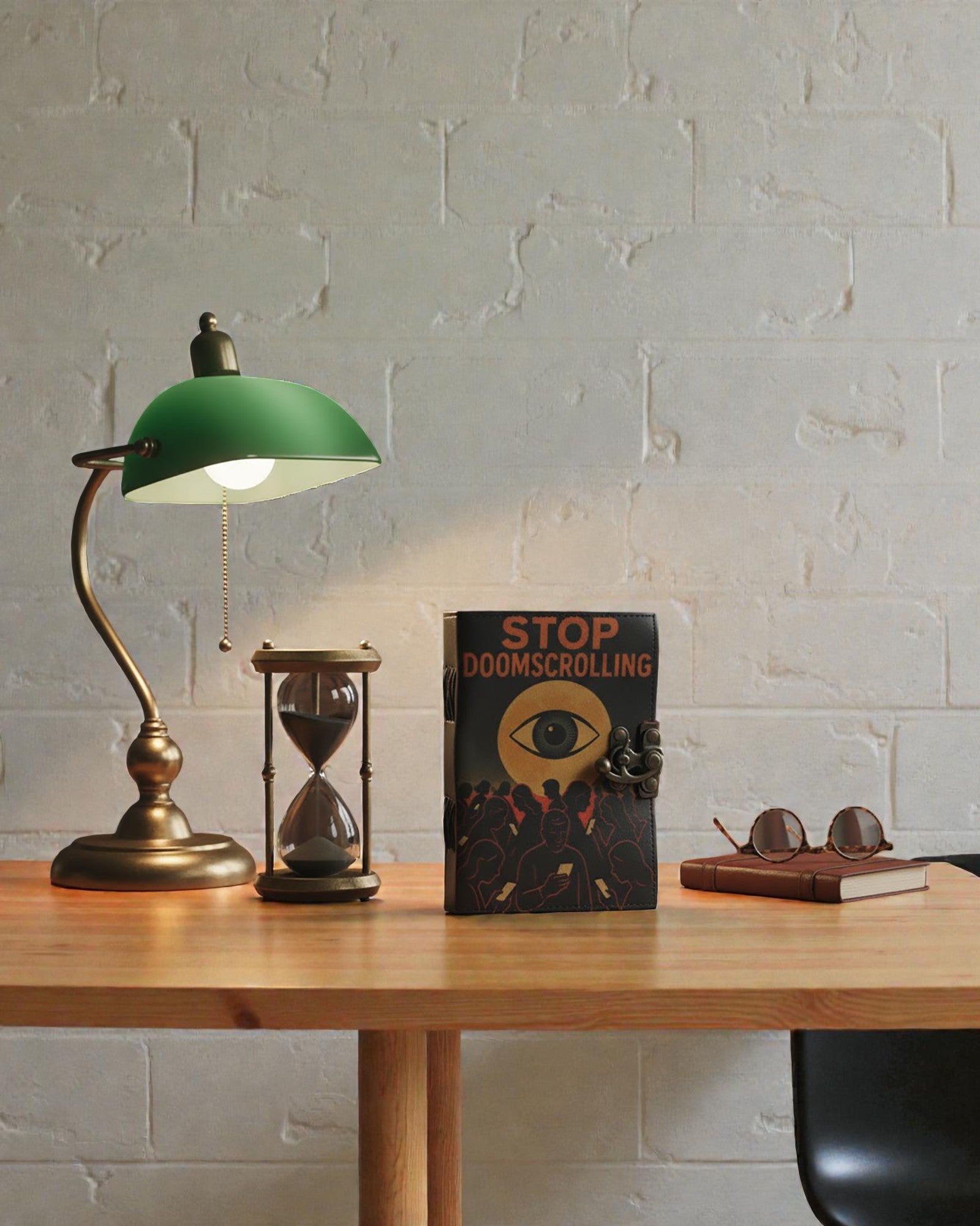 Cuaderno de cuero con estampado – Deja de desplazarte sin fin (17,8 × 12,7 cm)