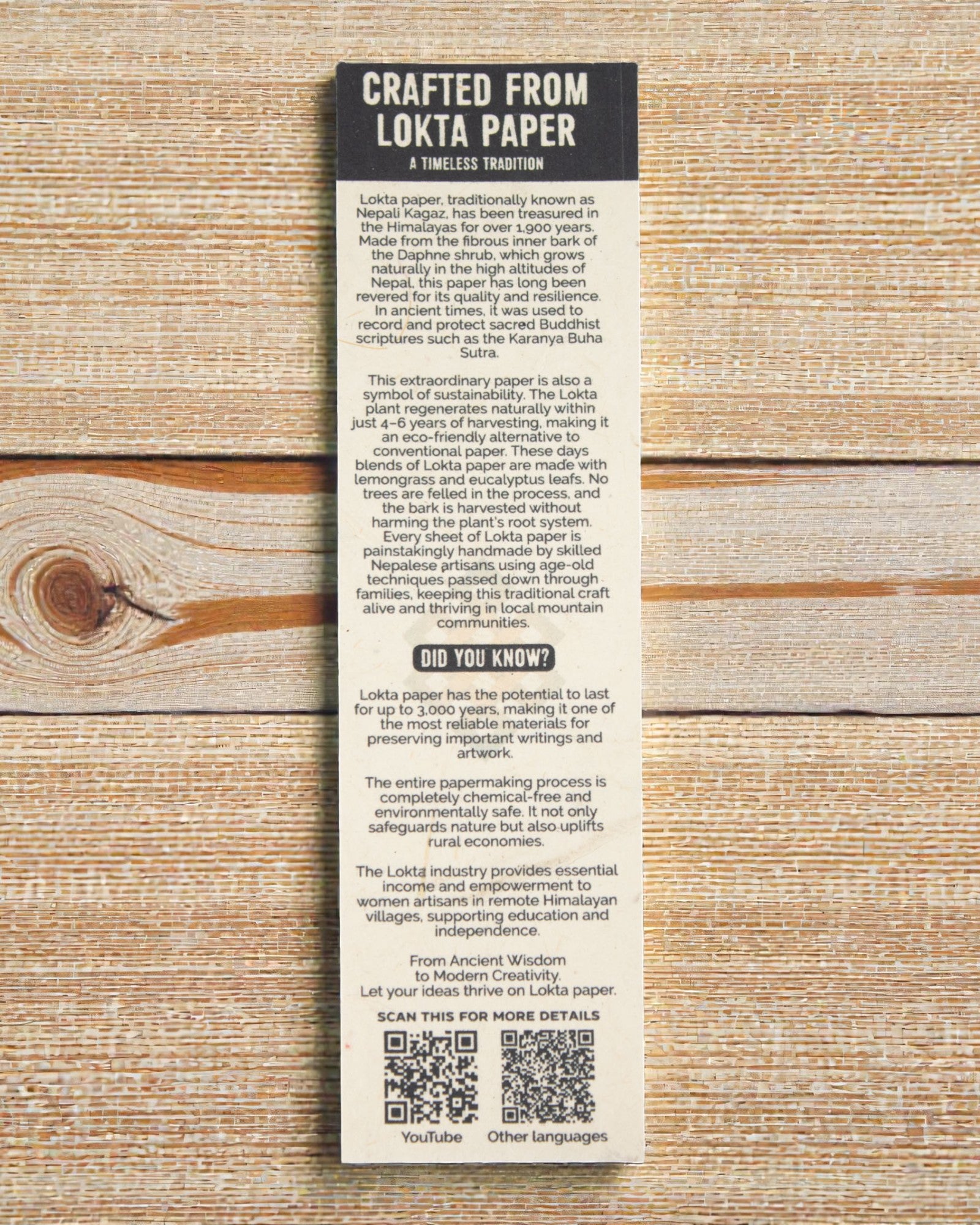 Lokta Heritage Caligrafía – cuaderno grande 21 × 15 cm, 45 hojas, Tus palabras arraigadas en la tradición