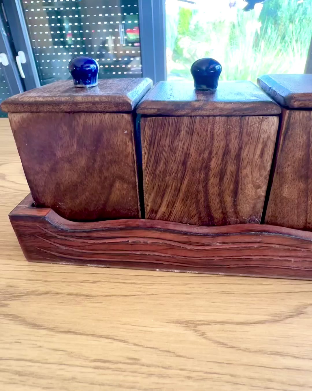 Conjunto Royal Trio – Té, Café, Azúcar de madera de Shisham, hecho a mano, con opción de grabado para regalo