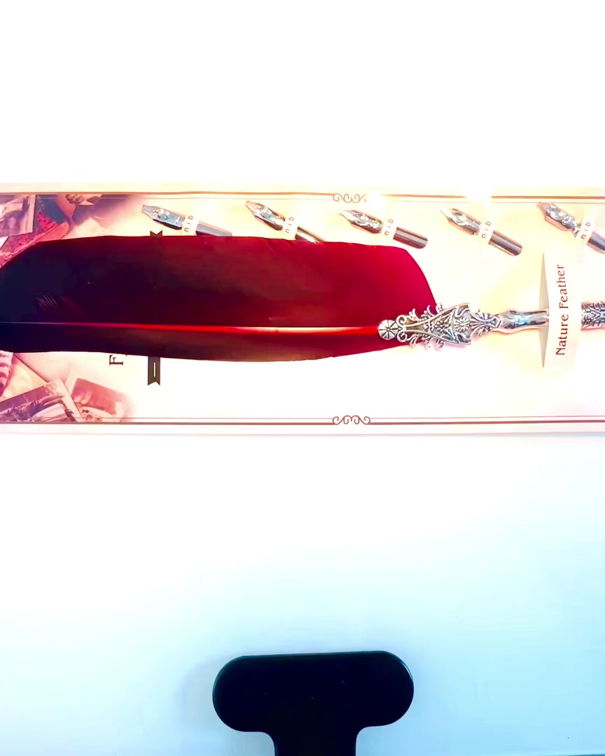 Pluma de Caligrafía Vintage con Pluma de Ganso Natural – Regalo Ideal para el Día de la Madre o del Maestro. Grabado